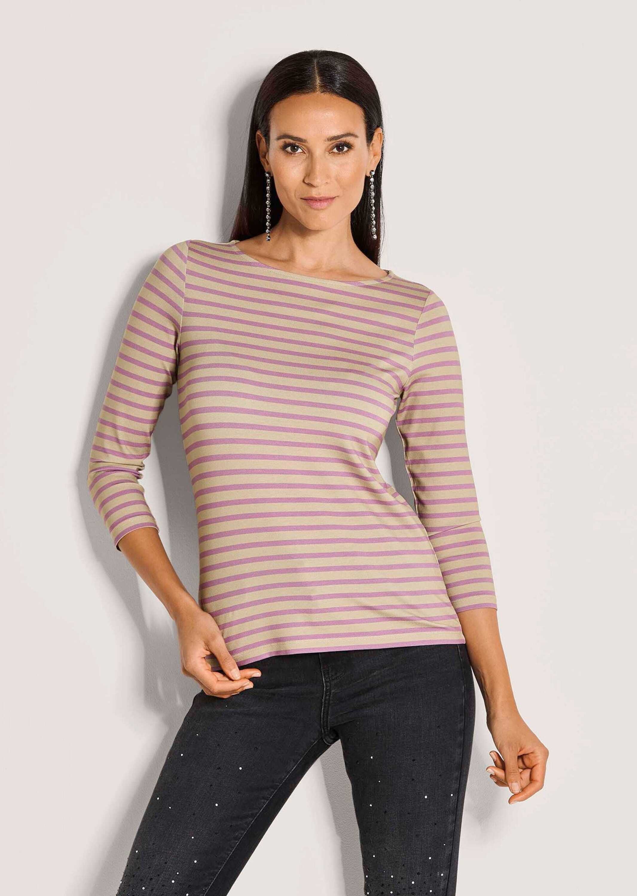 MADELEINE 3/4-Arm-Shirt »Shirt Ringelshirt mit U-Boot-Ausschnitt, Halbarm« Ringelshirt mit 3/4-Arm