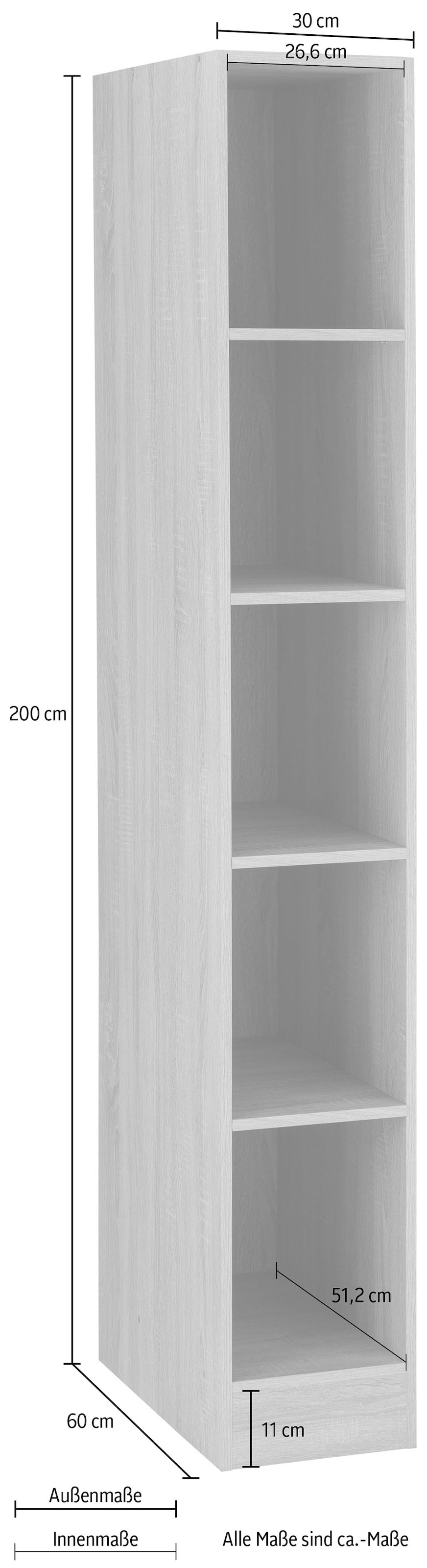 KOCHSTATION Küchenschrank »KS-Wien«, 30 cm breit, mit Fächern