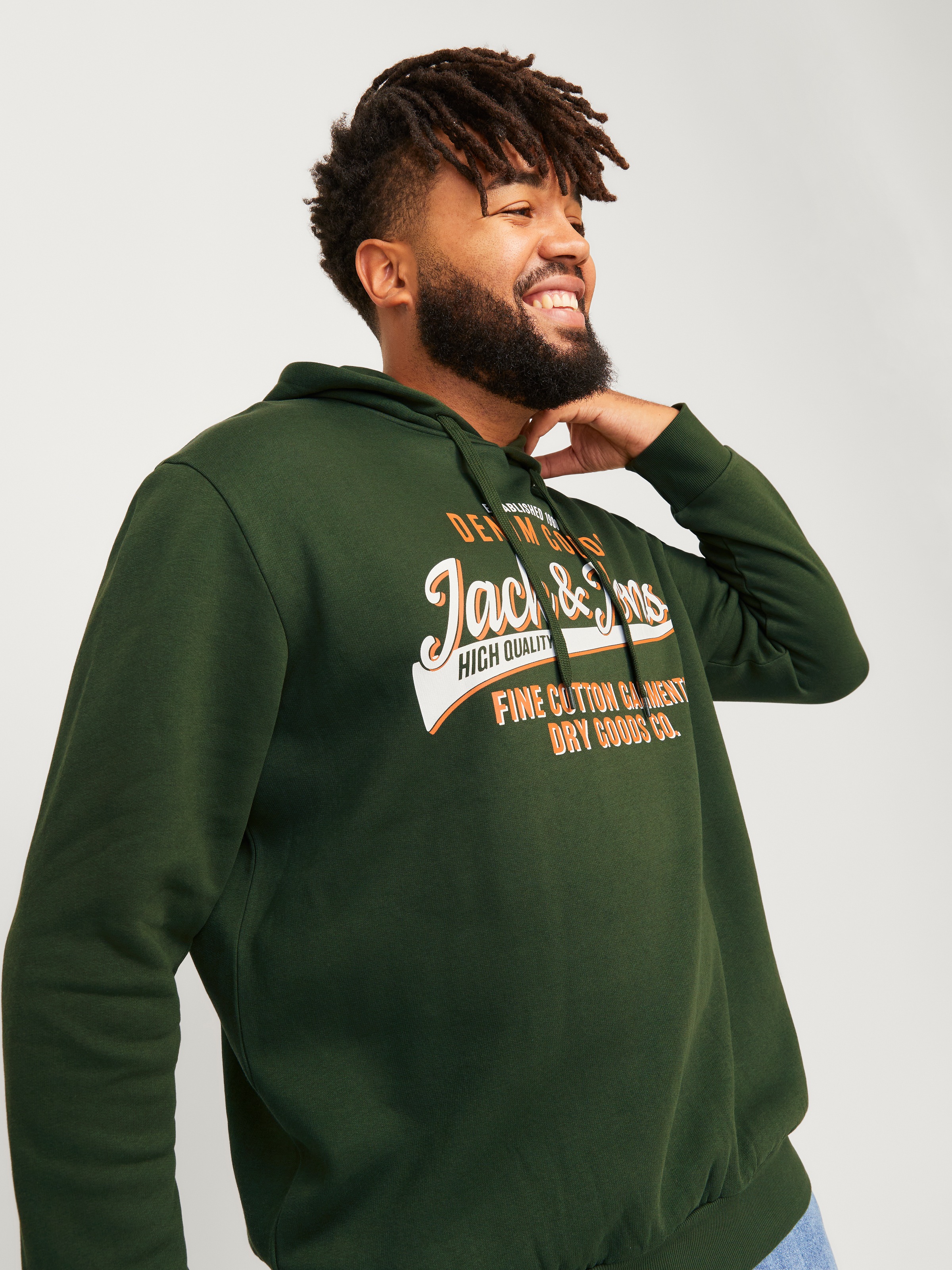 Jack & Jones PlusSize Hoodie »JJELOGO SWEAT HOOD 2 COL 24/25 NOOS PLS«, mit Logo Frontprint