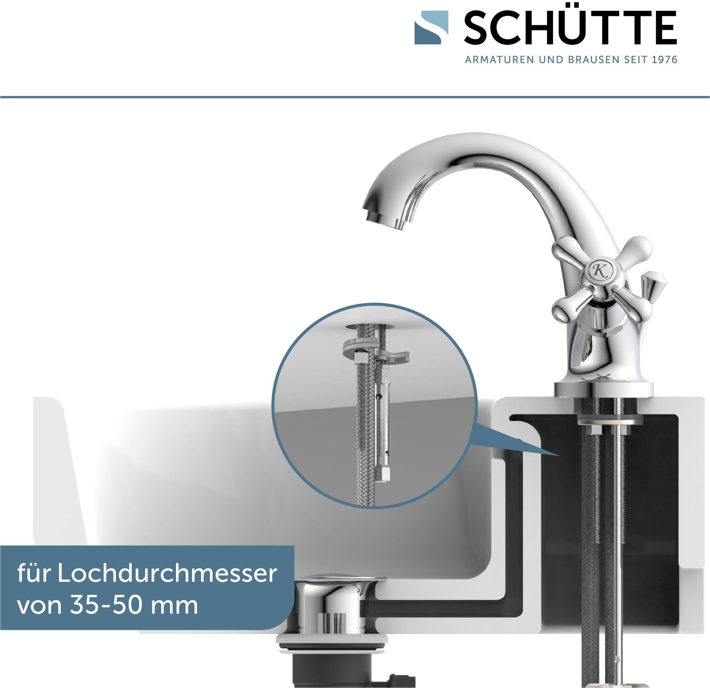 Schütte Waschtischarmatur »Elk«, mit Zugstange, mit Ablaufgarnitur, Mischbatterie, Chrom