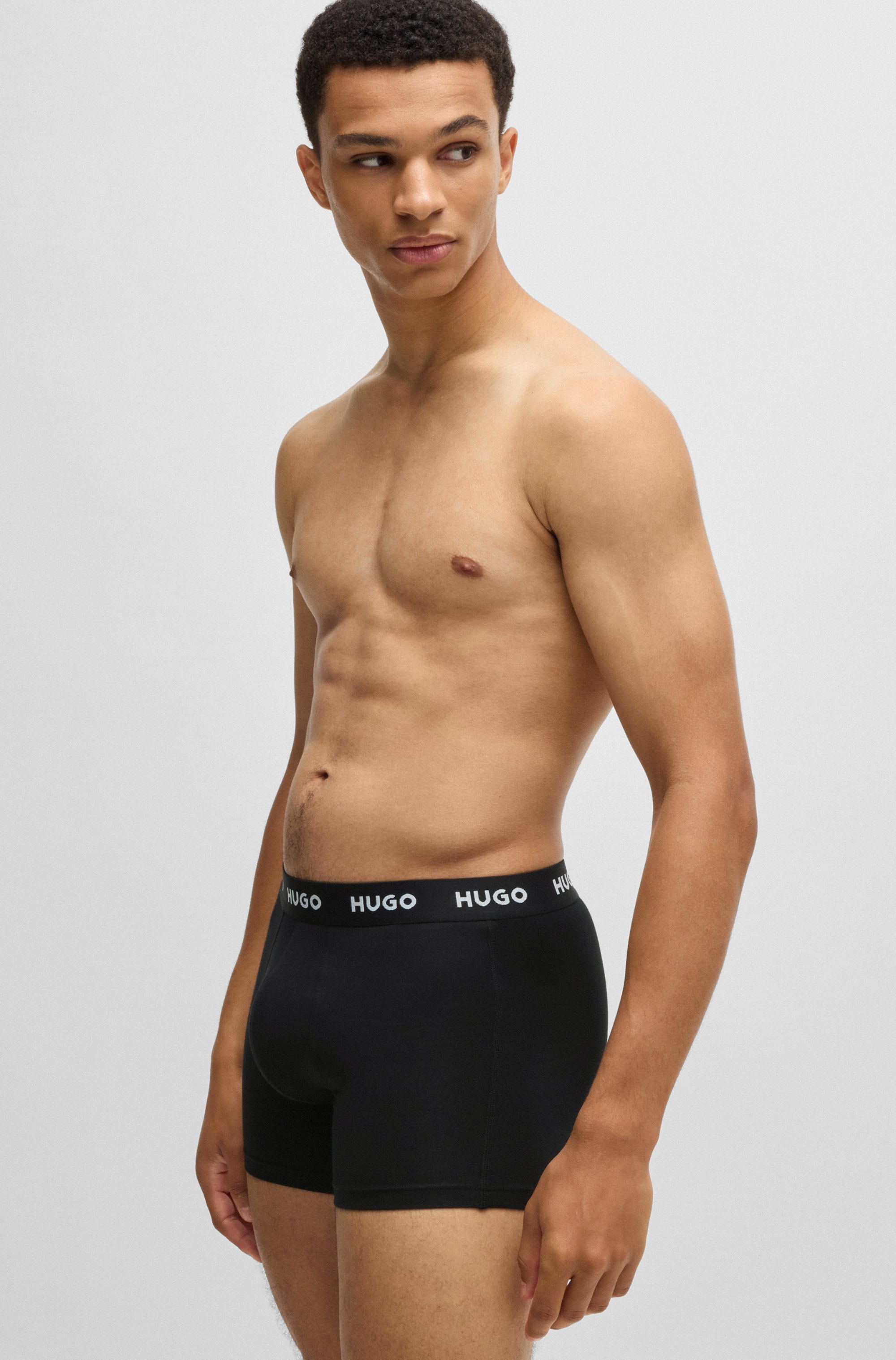 HUGO Underwear Boxershorts »BOXERBR TRPLT DESIGN«, Markenlogo am elastischem Bund