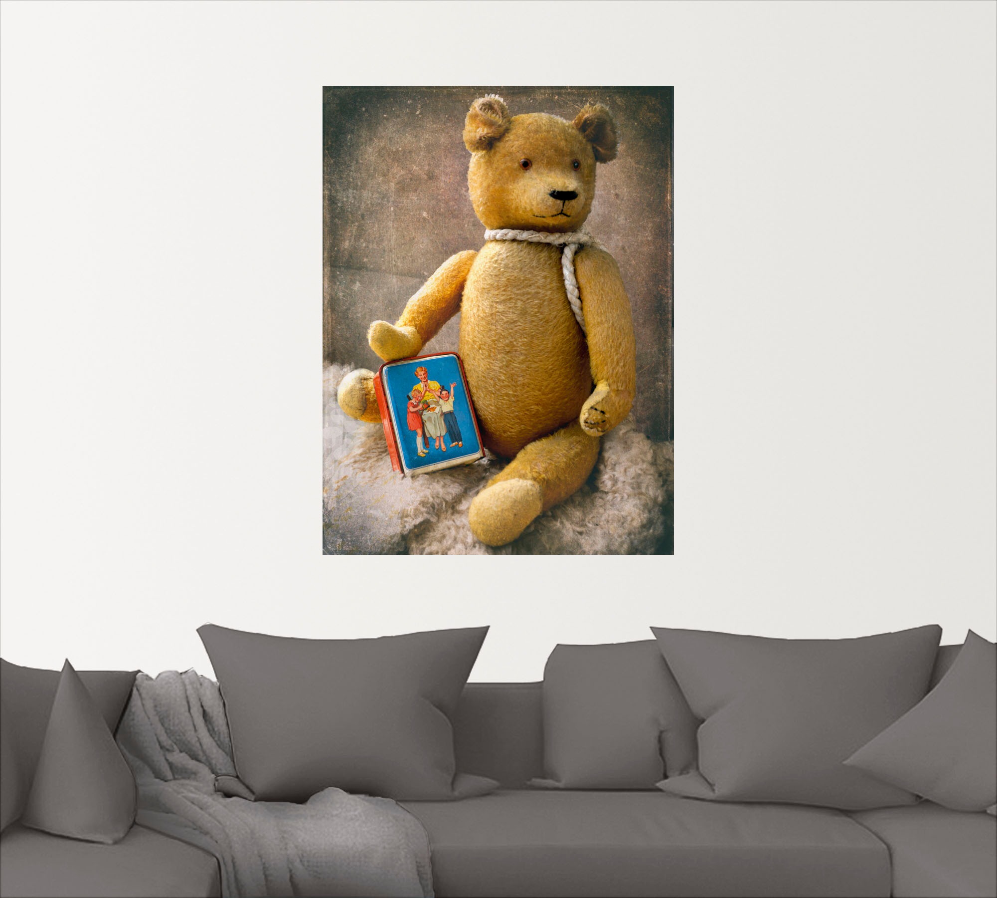 Artland Wandbild »Teddybär mit Sparbüchse«, Spielzeuge, (1 St.), als Leinwandbild, Wandaufkleber in verschied. Größen