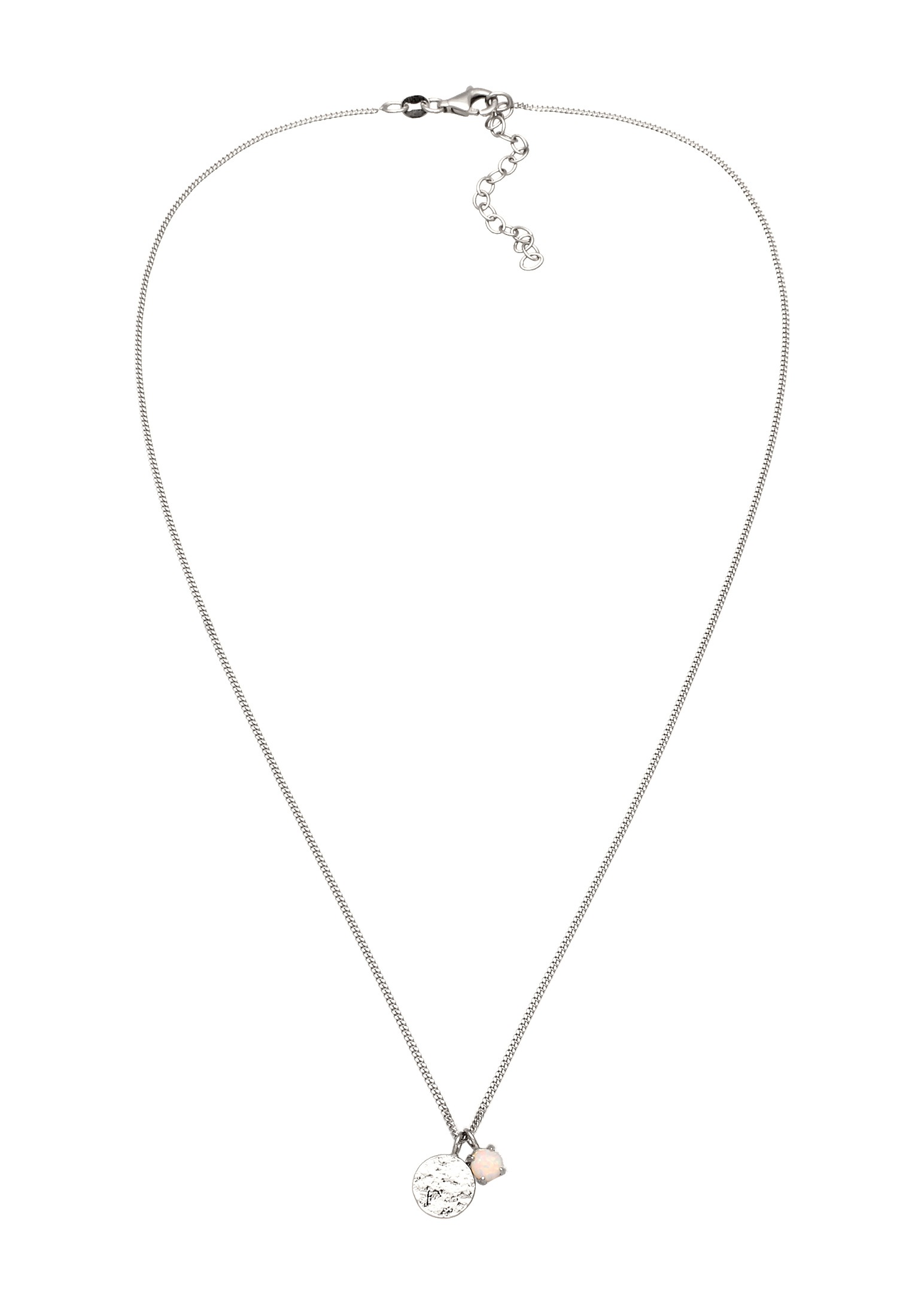 Elli Kette ohne Anhänger »Halskette Plättchen Synthetischer Opal Weiß 925 Sterling Silber«
