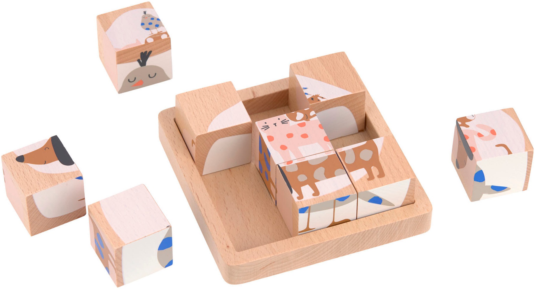 LÄSSIG Würfelpuzzle »Cube Puzzle Wood Little Mateys«, FSC® - schützt Wald - weltweit