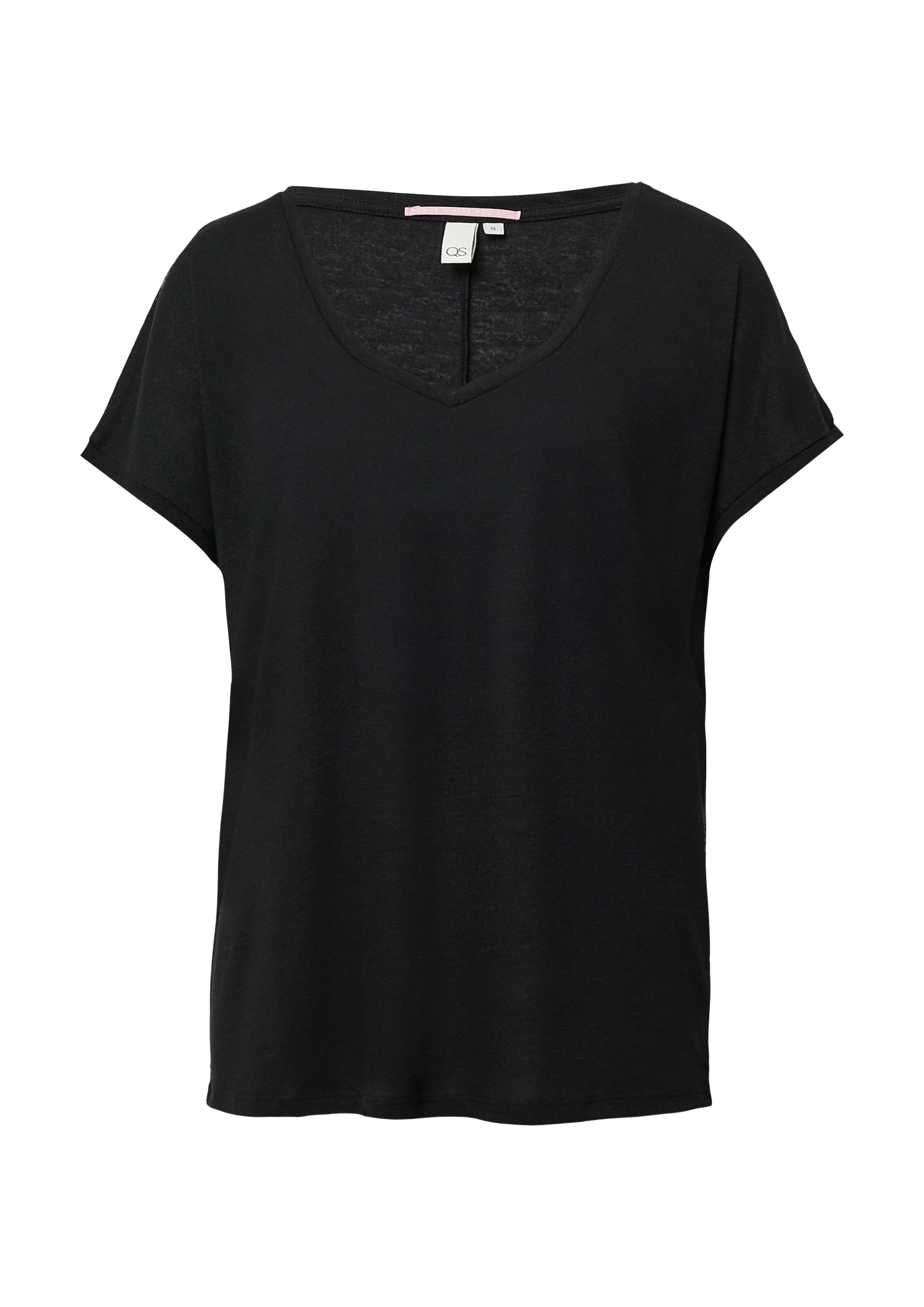 QS T-Shirt, mit Leinenanteil