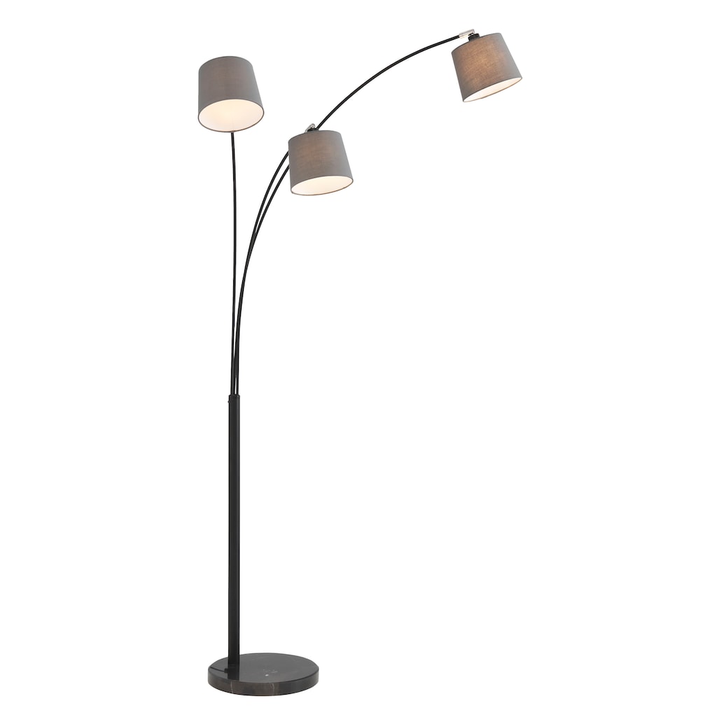 Home affaire Stehlampe »Tannegg«, E14, Stehleuchte / Bogenlampe mit Marmor - Fuß, graue Stoffschirme Ø 14,5-18 cm