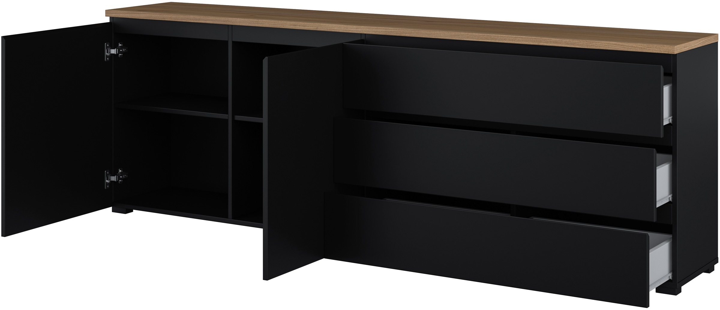 OTTO home Sideboard »Modo, Breite 200 cm, moderne grifflose Kommode 2Türen/3 SK« Schubladenkommode mit viel Stauraum, Einlegeböden verstellbar