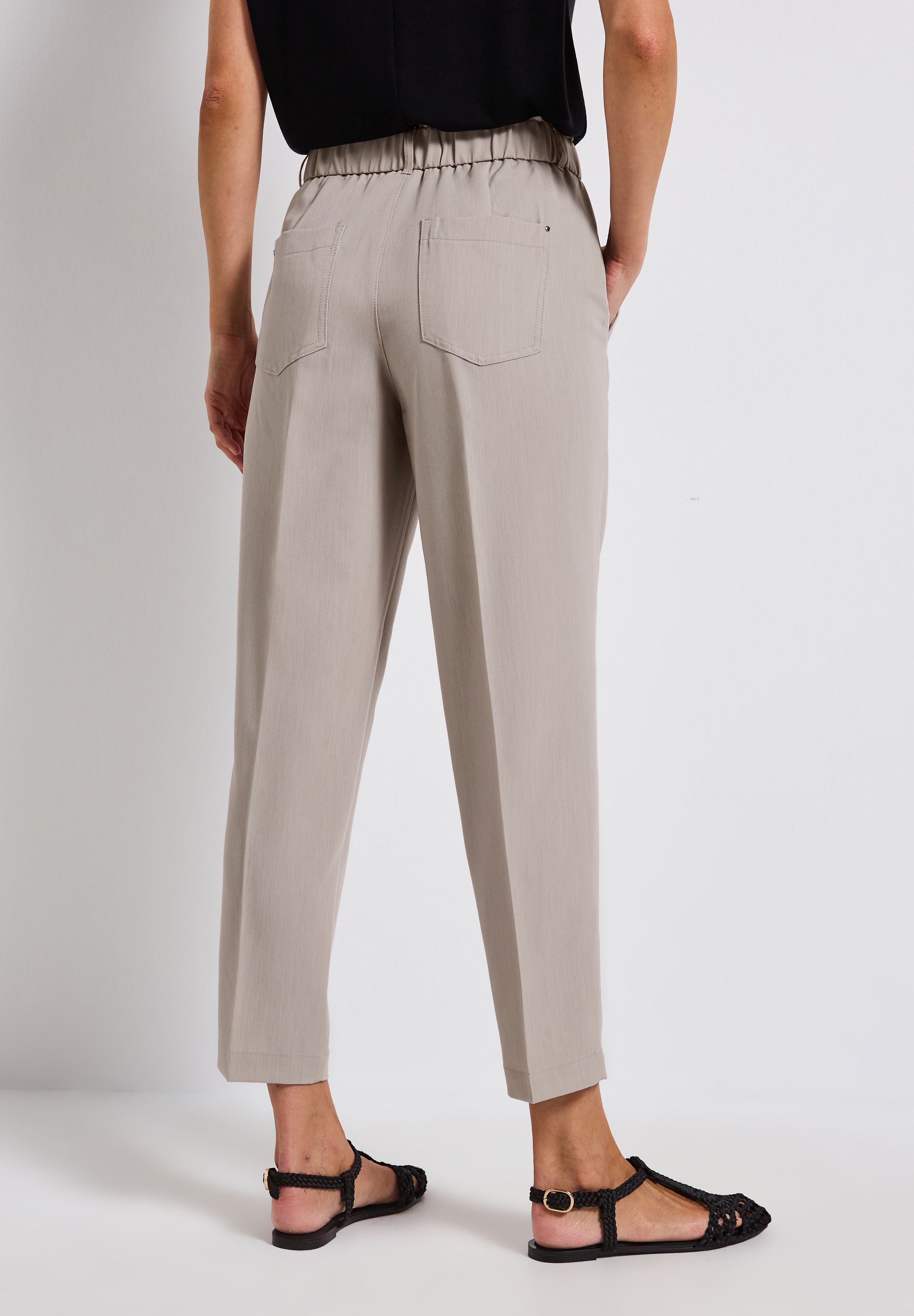 STREET ONE Paperbag-Hose, im Melange-Look und mit Stretch