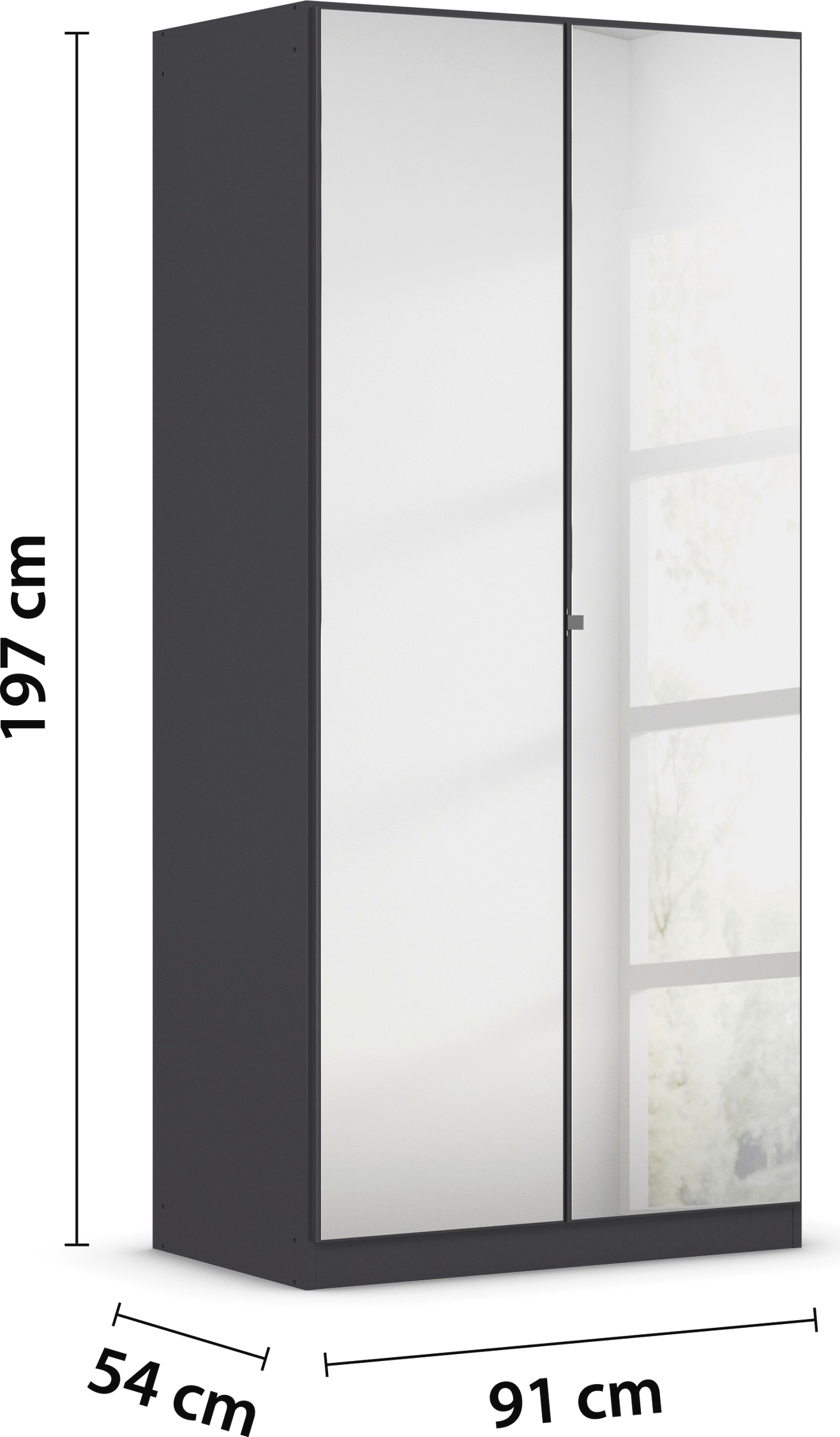 rauch Drehtürenschrank »Reflect« mit Spiegelfront, inkl. praktischer Inneneinteilung