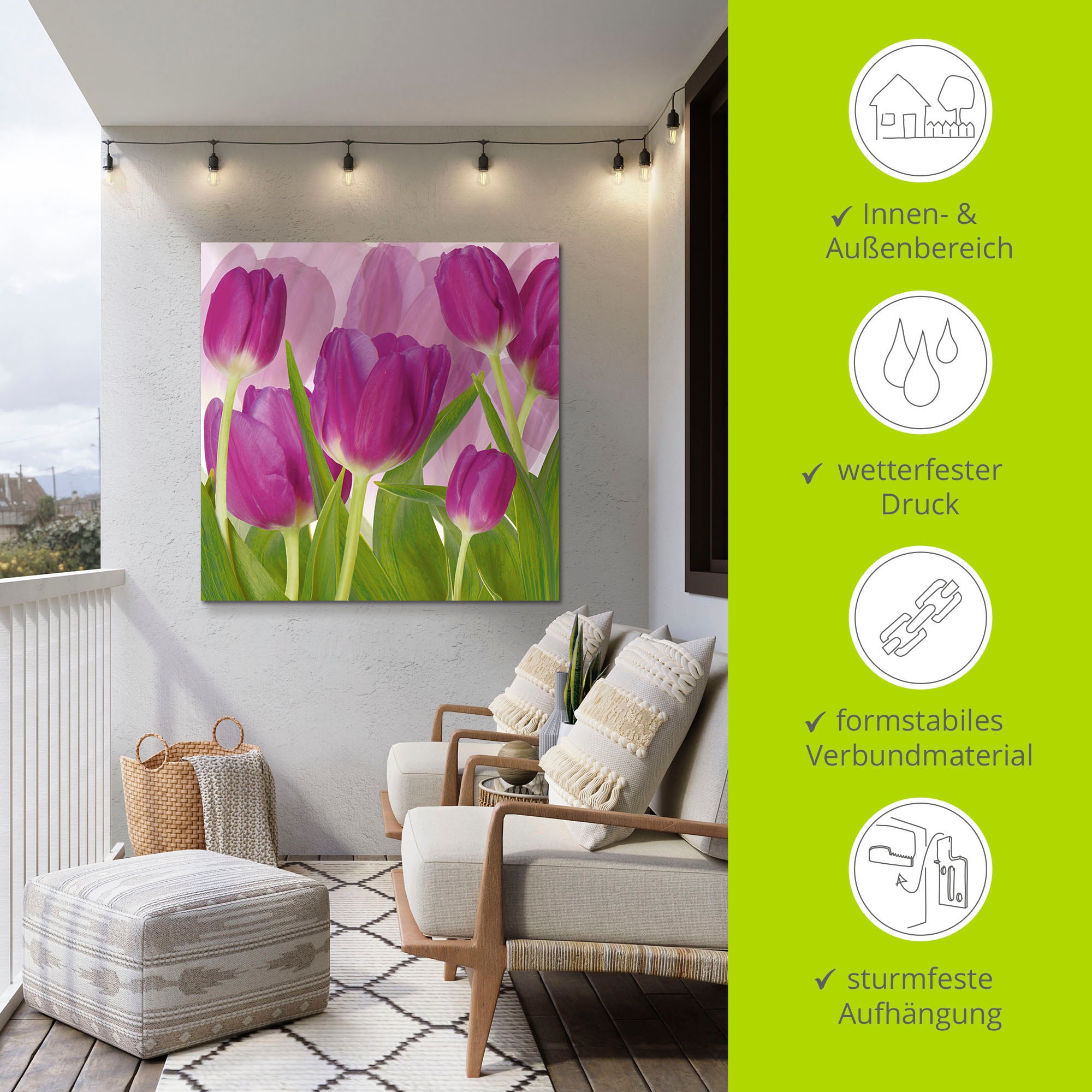 Artland Wandbild »Tulpenfeld lila« Blumen 1 Stk. tlg. als Alubild, Leinwandbild in verschied. Größen