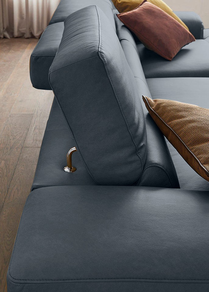 W.SCHILLIG Ecksofa »piedroo, Designsofa mit tollem Sitzkomfort, elegant und bequem, L-Form«, Kopfteilverstellung, wahlweise mit Sitztiefenverstellung, Breite 303cm