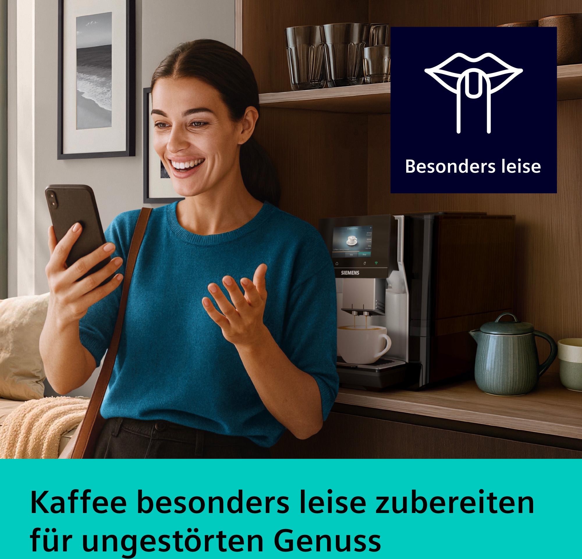 SIEMENS Kaffeevollautomat »TQ727D03« farbiges Full-Touch-Display, Doppeltassenfunktion, sehr leise, schwarz
