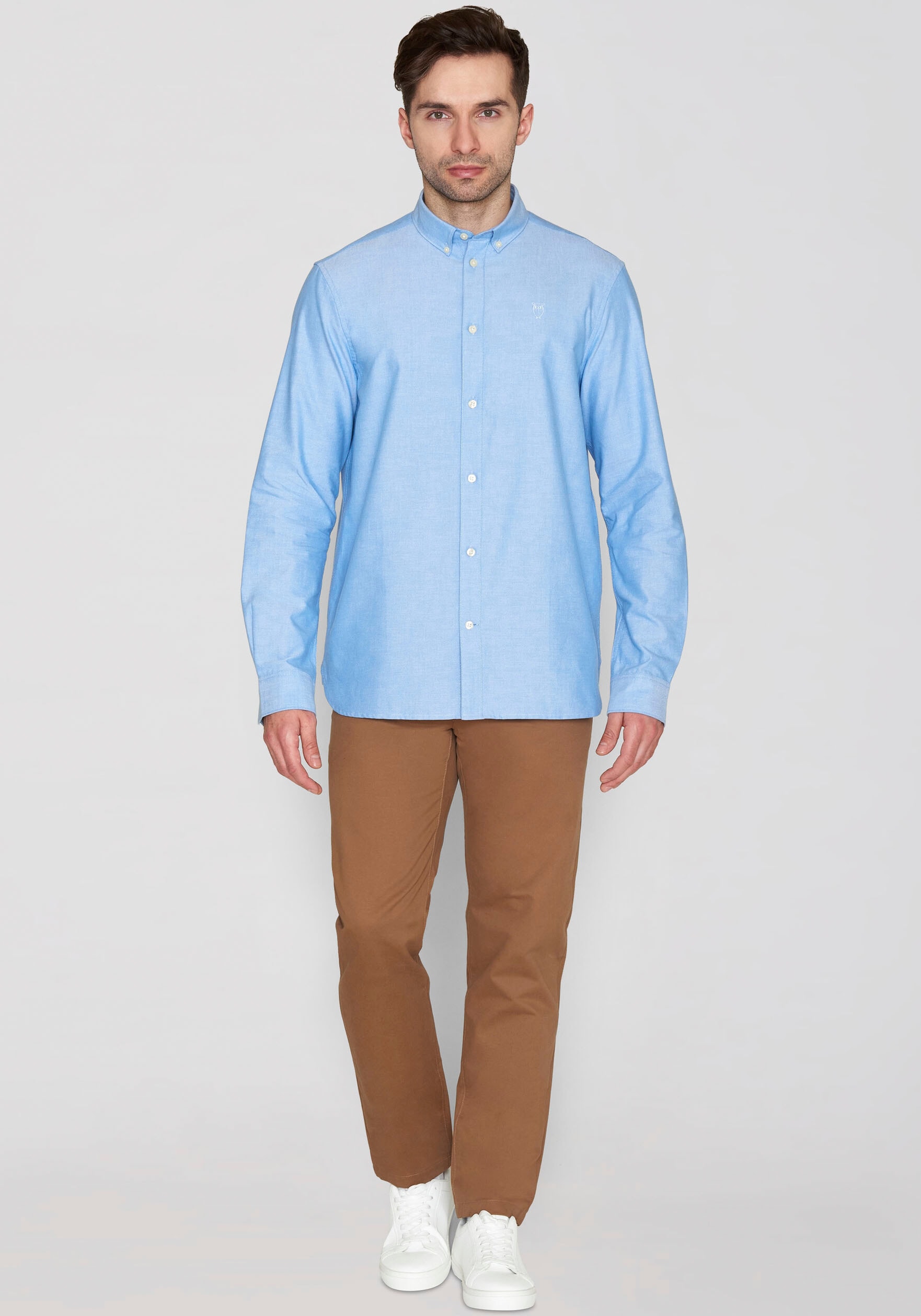 KnowledgeCotton Apparel Langarmhemd »HARALD«, mit Button-Down-Kragen