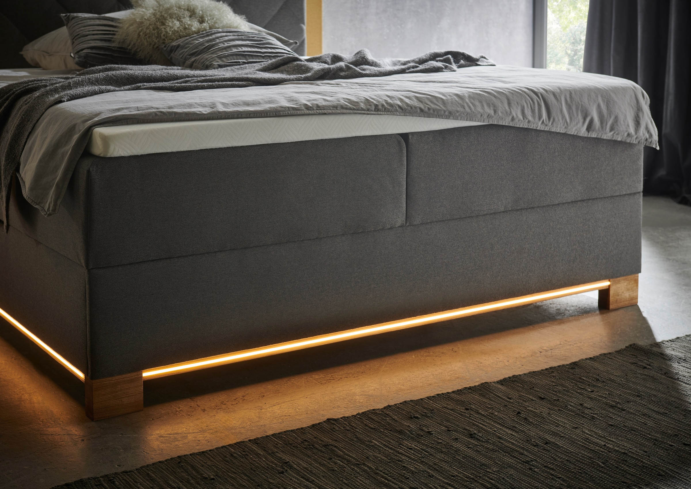 meise.möbel Boxspringbett »Messina«, inkl. Bettkasten, LED-Beleuchtung und Topper