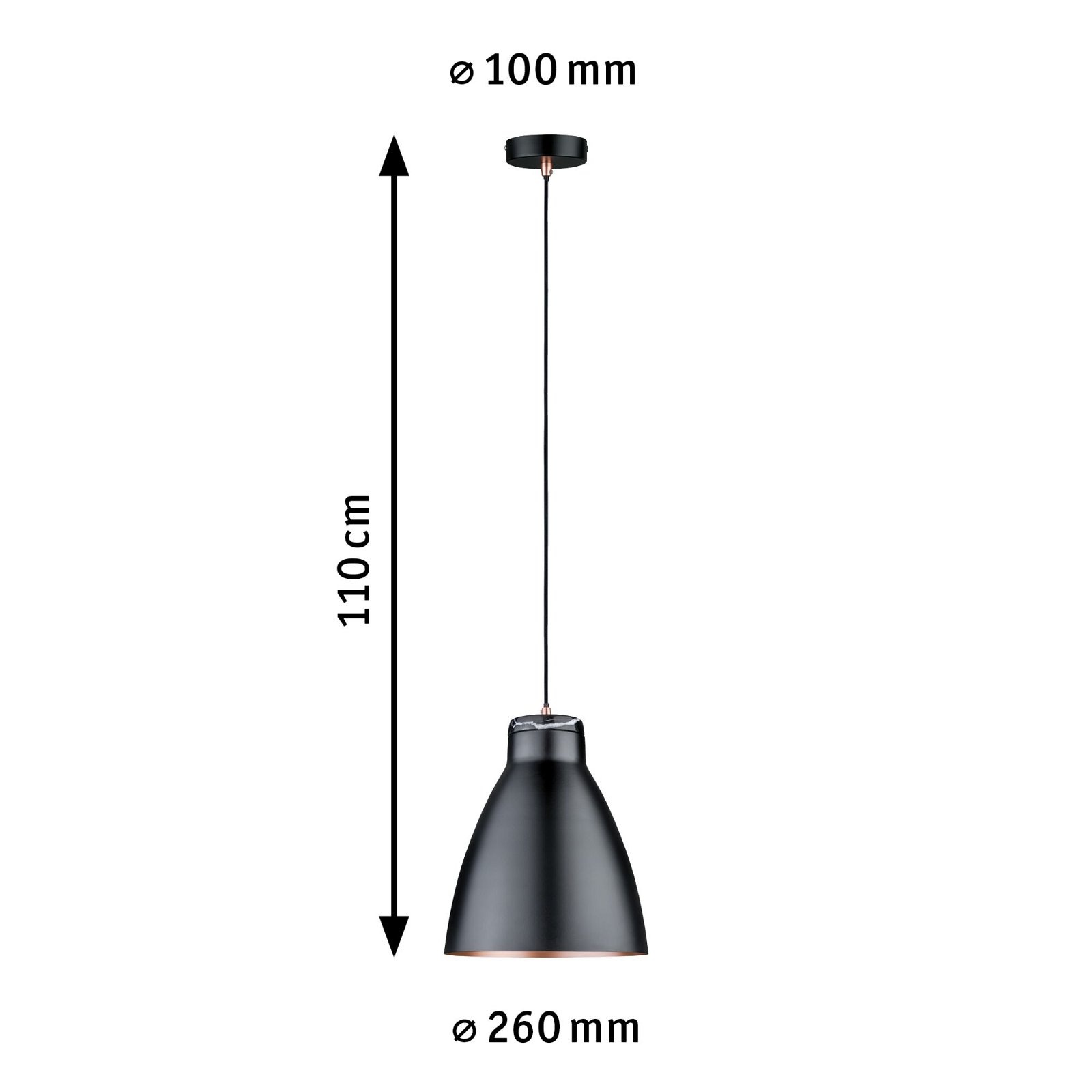 Paulmann Pendelleuchte »Neordic Roald max. 1x20W Schwarz matt/Kupfer m 230V Metall/Marmor«, 1 flammig, Leuchtmittel E27 | ohne Leuchtmittel, E27