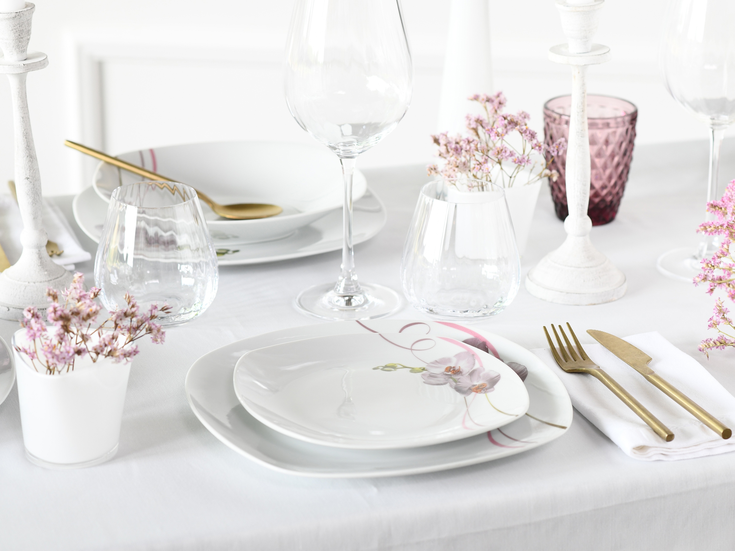 CreaTable Tafelservice »Square Orchidee, Tafel-Service 12-tlg« Fotorealistische Darstellung
