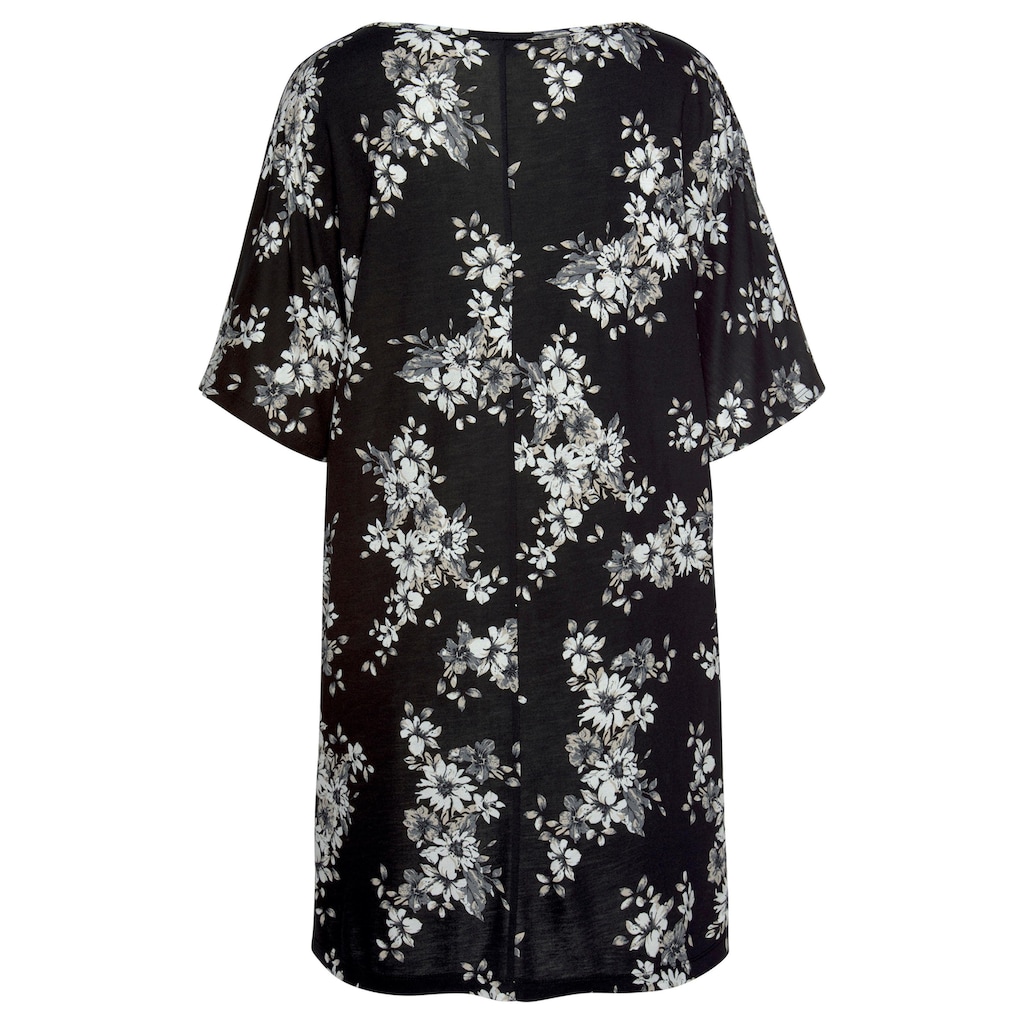 LASCANA Longshirt, mit dezentem Blumendruck, Shirtkleid mit weiten Ärmel