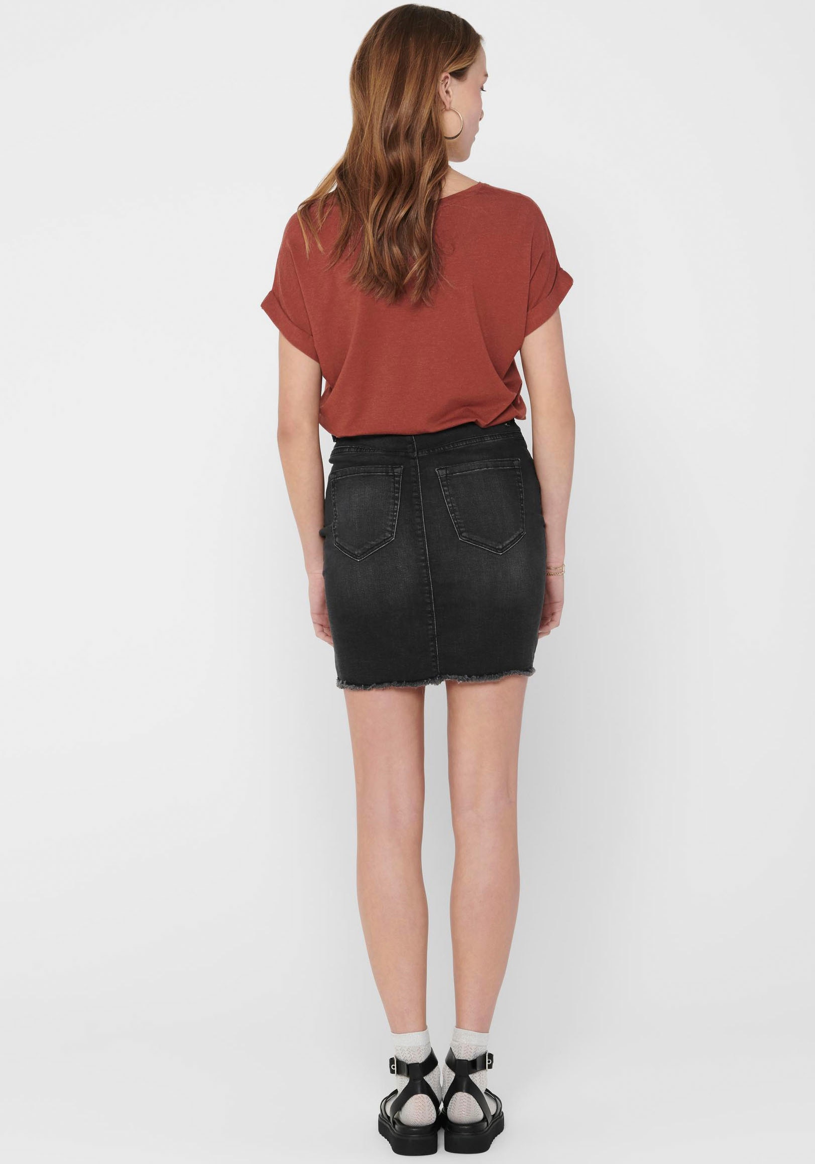 ONLY T-Shirt »ONLMOSTER S/S O-NECK TOP NOOS JRS«, mit Aufschlag am Arm