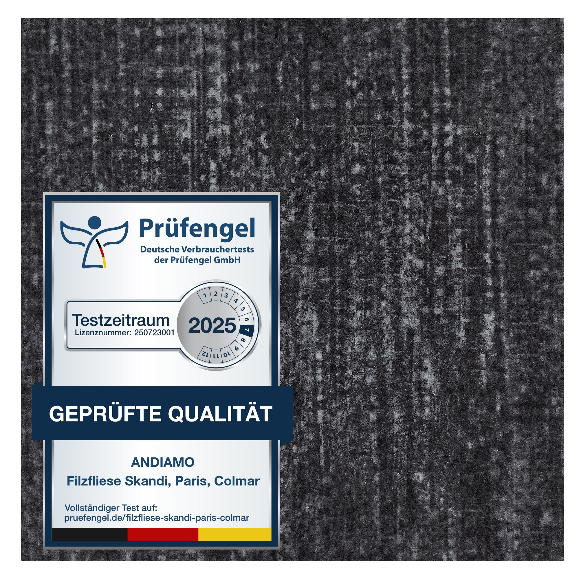 Andiamo Teppichfliese »Paris Nadelfilz, Gesamthöhe 4 mm« quadratisch 40x40 cm, selbstklebend, robust & strapazierfähig, 25 Stück (4 qm)