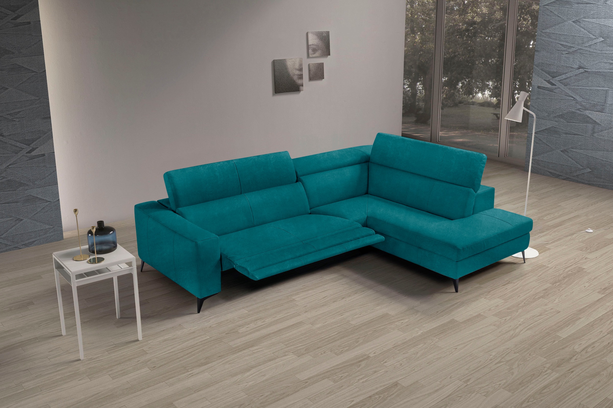 Egoitaliano Ecksofa »Edith, Designsofa mit hohem Sitzkomfort, L-Form«, inkl. elektrischer Relaxfunktion und manuell verstellbaren Kopfteilen