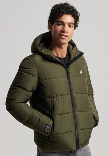 Superdry Steppjacke »HOODED SPORTS PUFFR JACKET«, mit Kapuze, mit kontrastfarbener Stickerei