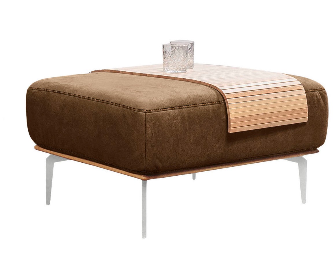 W.SCHILLIG Polsterhocker »run«, mit elegantem Holzsockel, Füße in Chrom glänzend, Breite 75 cm