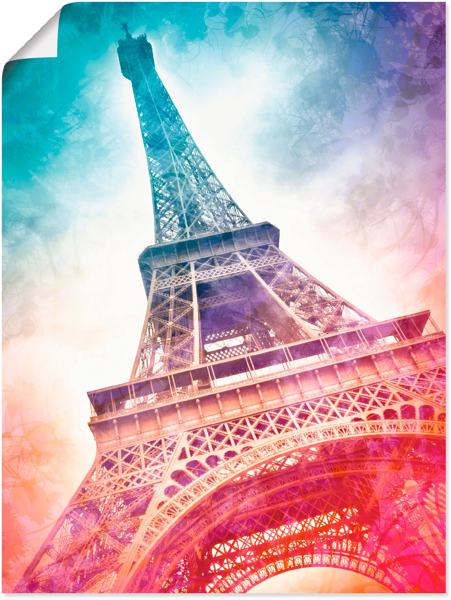 Artland Poster »Paris Eiffelturm II«, Gebäude, (1 St.), als Alubild, Leinwandbild, Wandaufkleber oder Poster in versch. Größen
