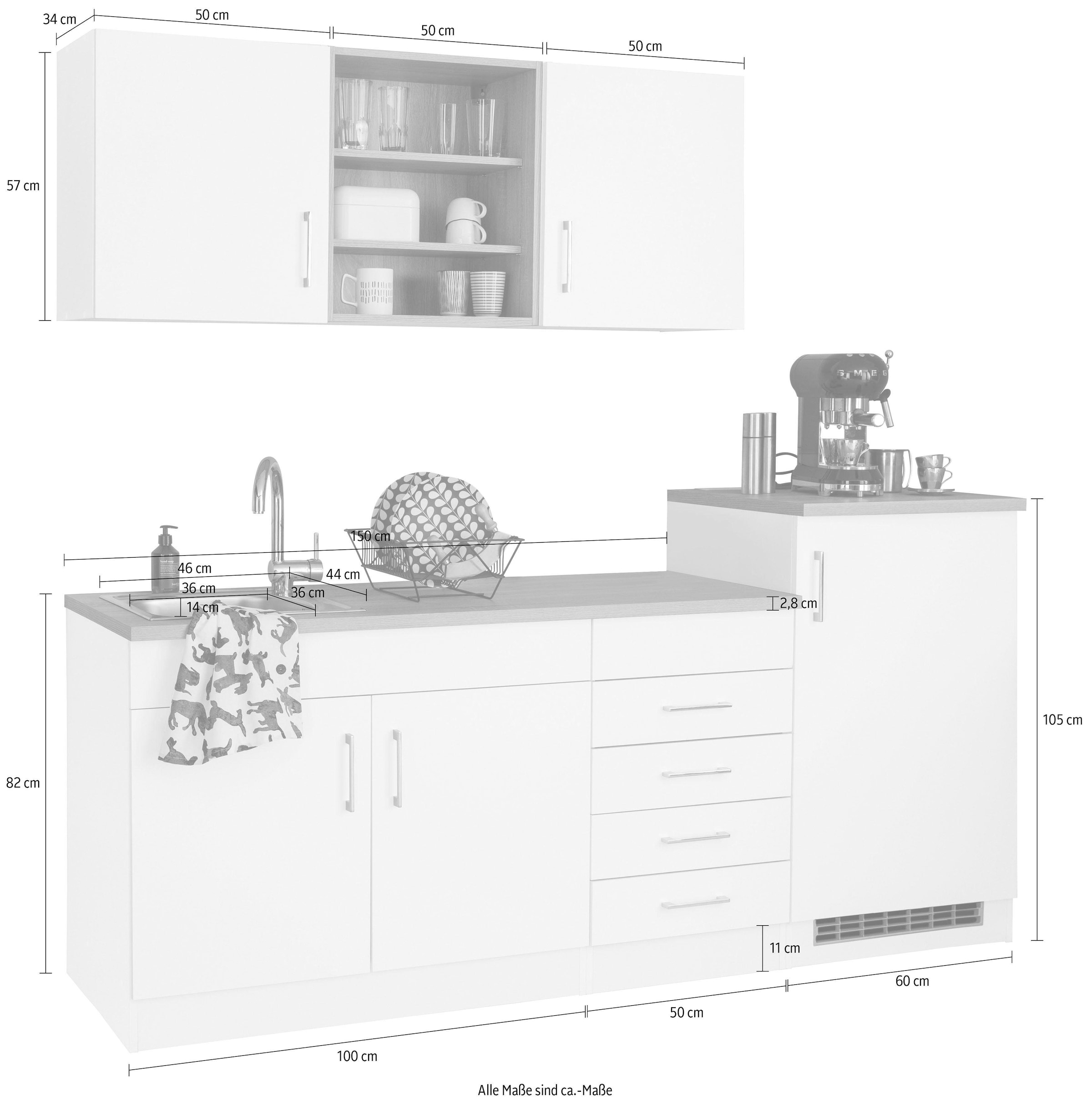 KOCHSTATION Küche »KS-Mali« Breite 210 cm, mit E-Geräten