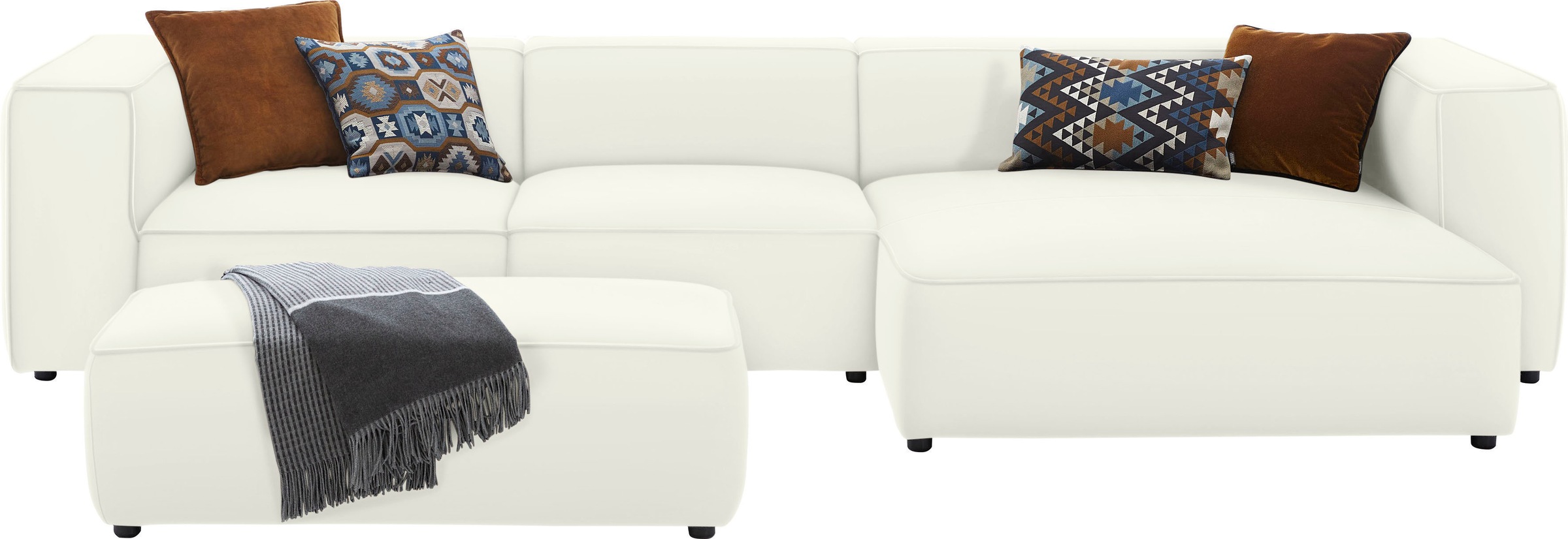 W.SCHILLIG Ecksofa »around-the-block«, mit eleganter Biese, mit Federkern, Breite 341 cm