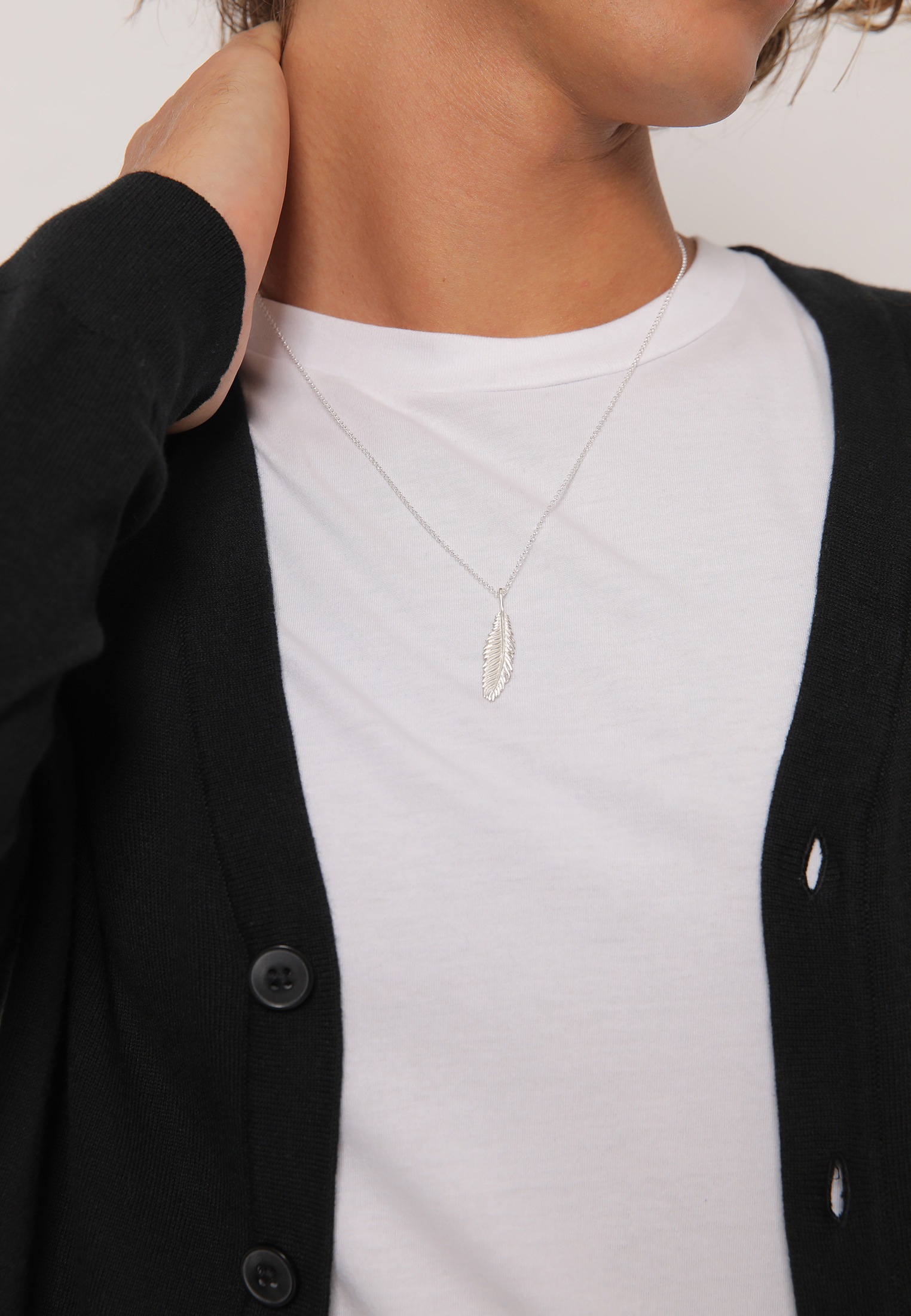 Kuzzoi Kette mit Anhänger »Halskette Herren Feder Vogel 925 Silber«