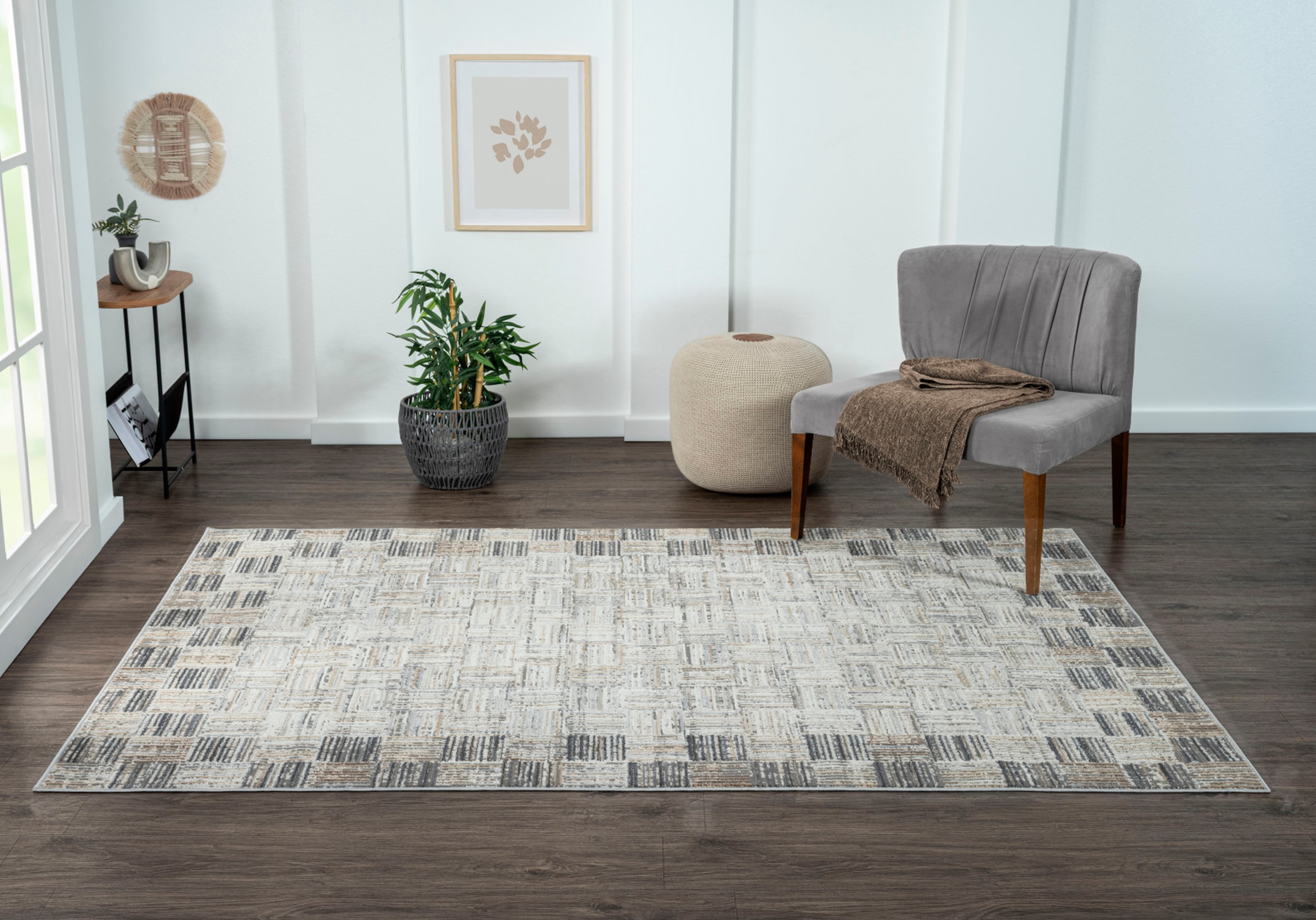 Myflair Möbel & Accessoires Teppich »My Mood Lagerräumung«, rechteckig, 8 mm Höhe, Kurzflor, Scandi-Design, mit Bordüre, besonders weich durch Microfaser