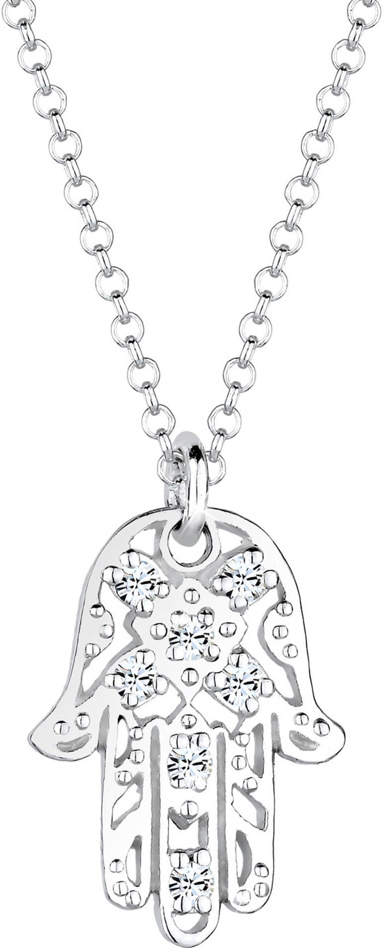 Elli Kette mit Anhänger »Schmuck Geschenk Silber 925 Hamsa Hand, 0105221613, 0105991613«, mit Glasstein