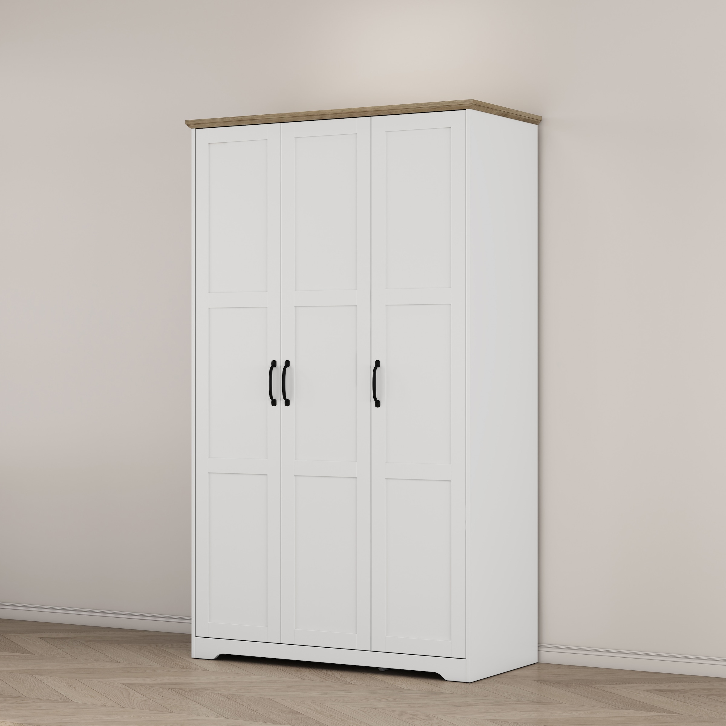 OTTO home Kleiderschrank »Emmilia Schrank Schlafzimmerschrank im Landhaus Design« Mit vielen Einlegeböden und Softclose,  Landhaus Schrank mit  3 Türen Breite 120,4 cm, Höhe 2m