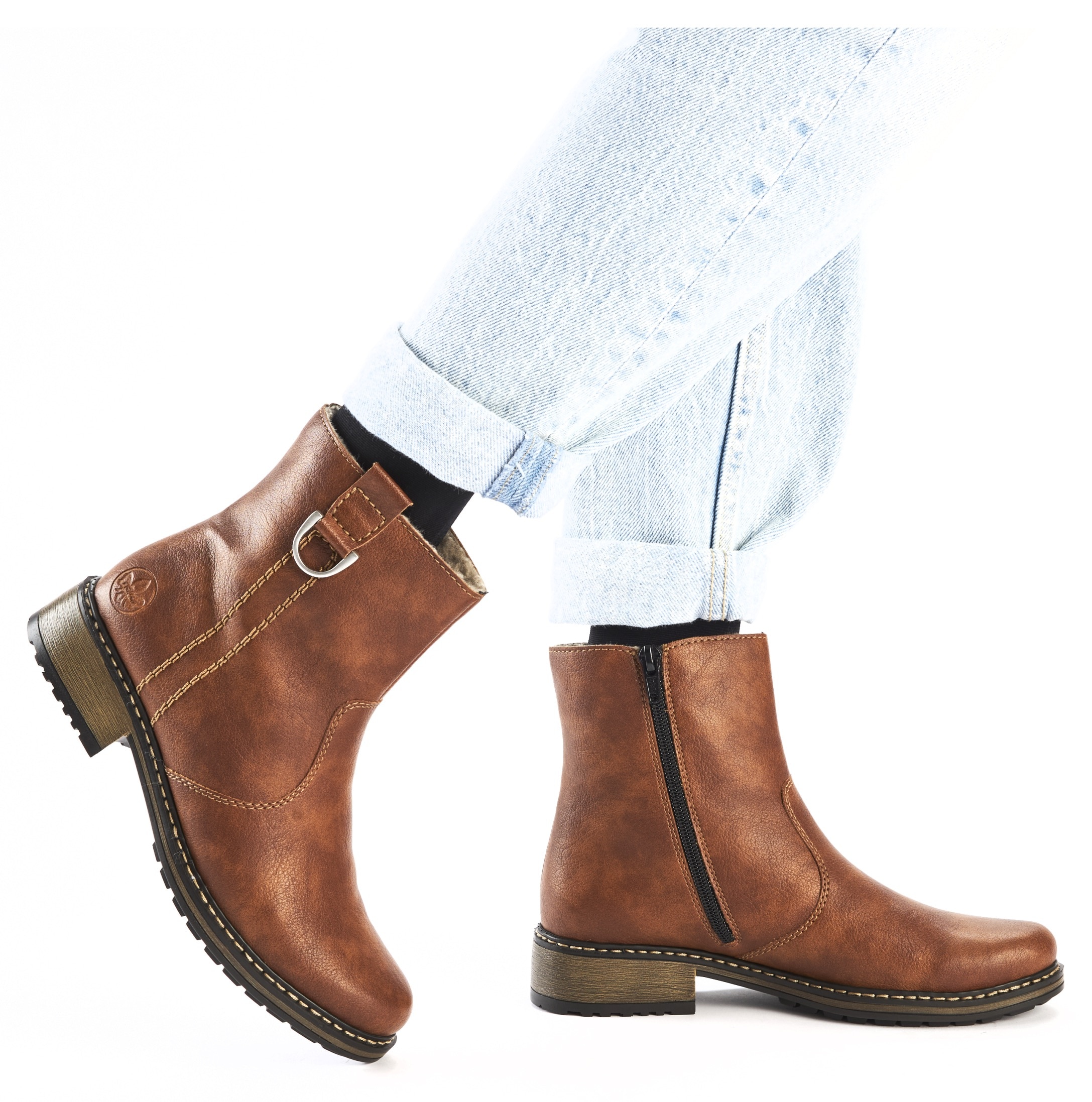 Rieker Winterstiefelette, Schlupfboots, Blockabsatz, mit Innenreißverschluss