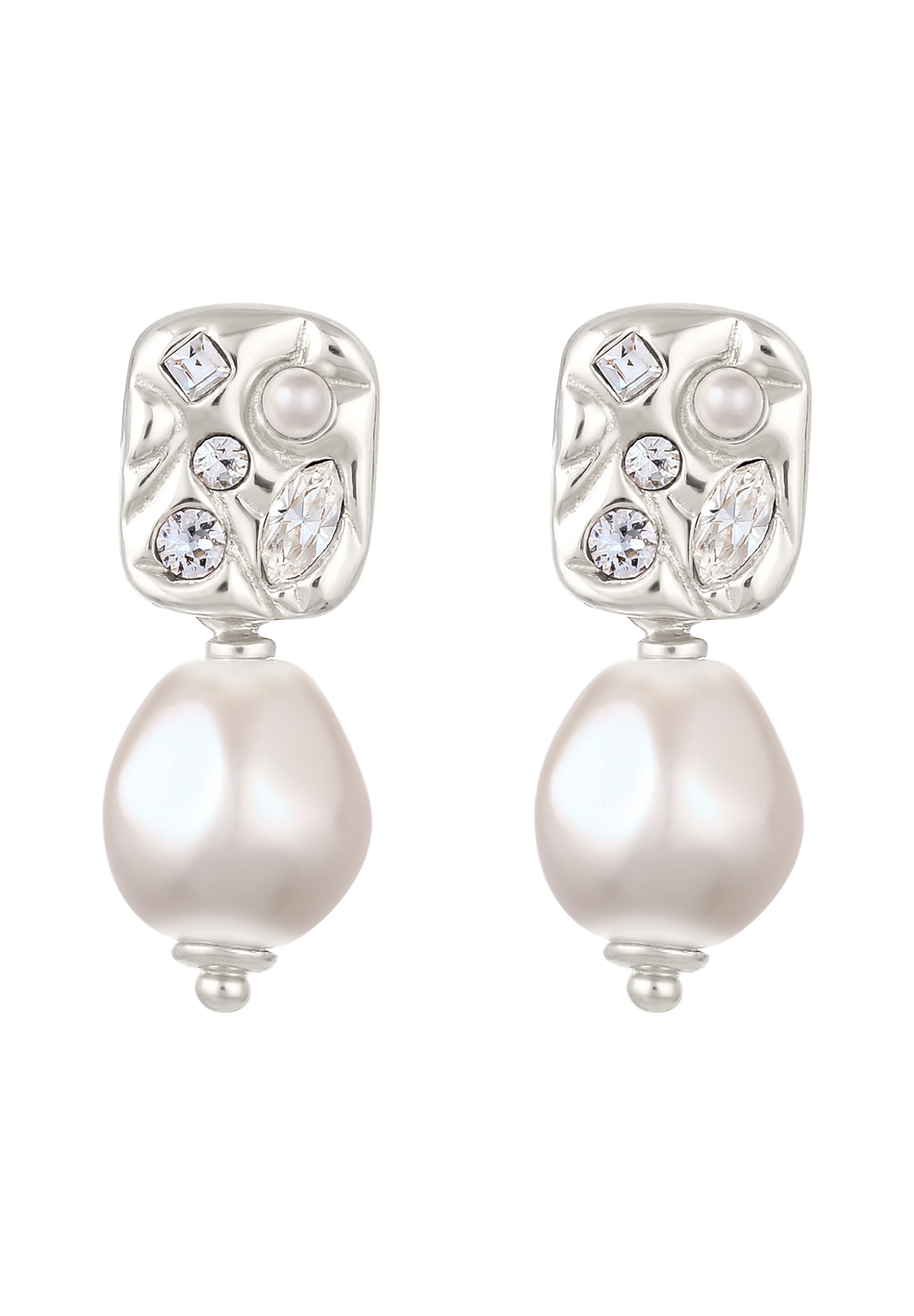 Elli Paar Ohrstecker »Ohrringe Ohrstecker Hänger mit Perlen von Swarovski® Weiß 925 Sterling Silber«