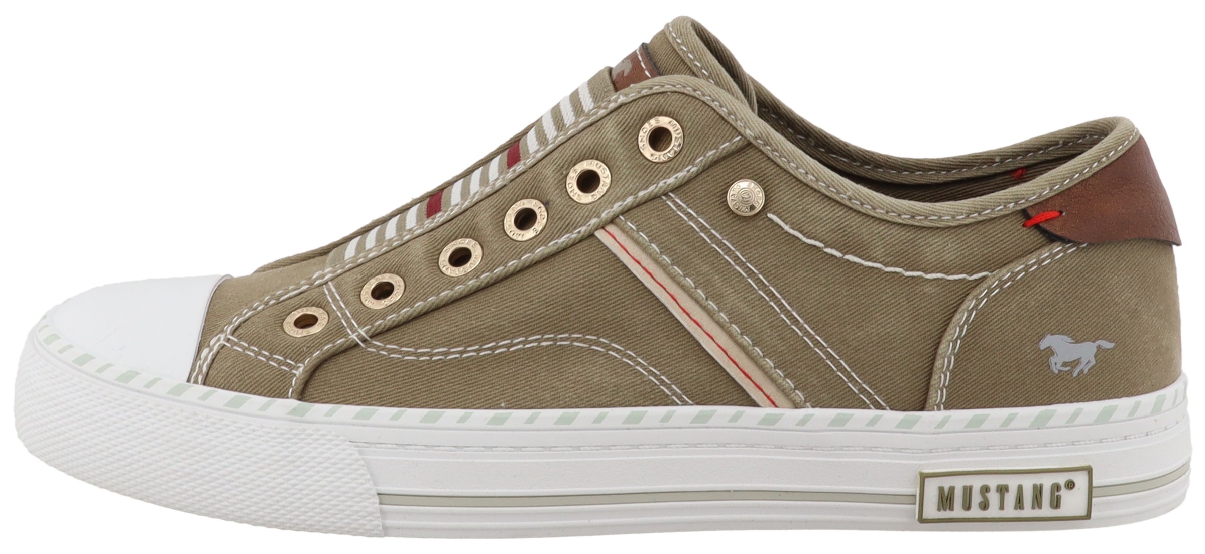 Mustang Shoes Slip-On Sneaker »Magdalena«  Freizeitschuh, Slipper, Schlupfschuh mit Kontrastbesätzen