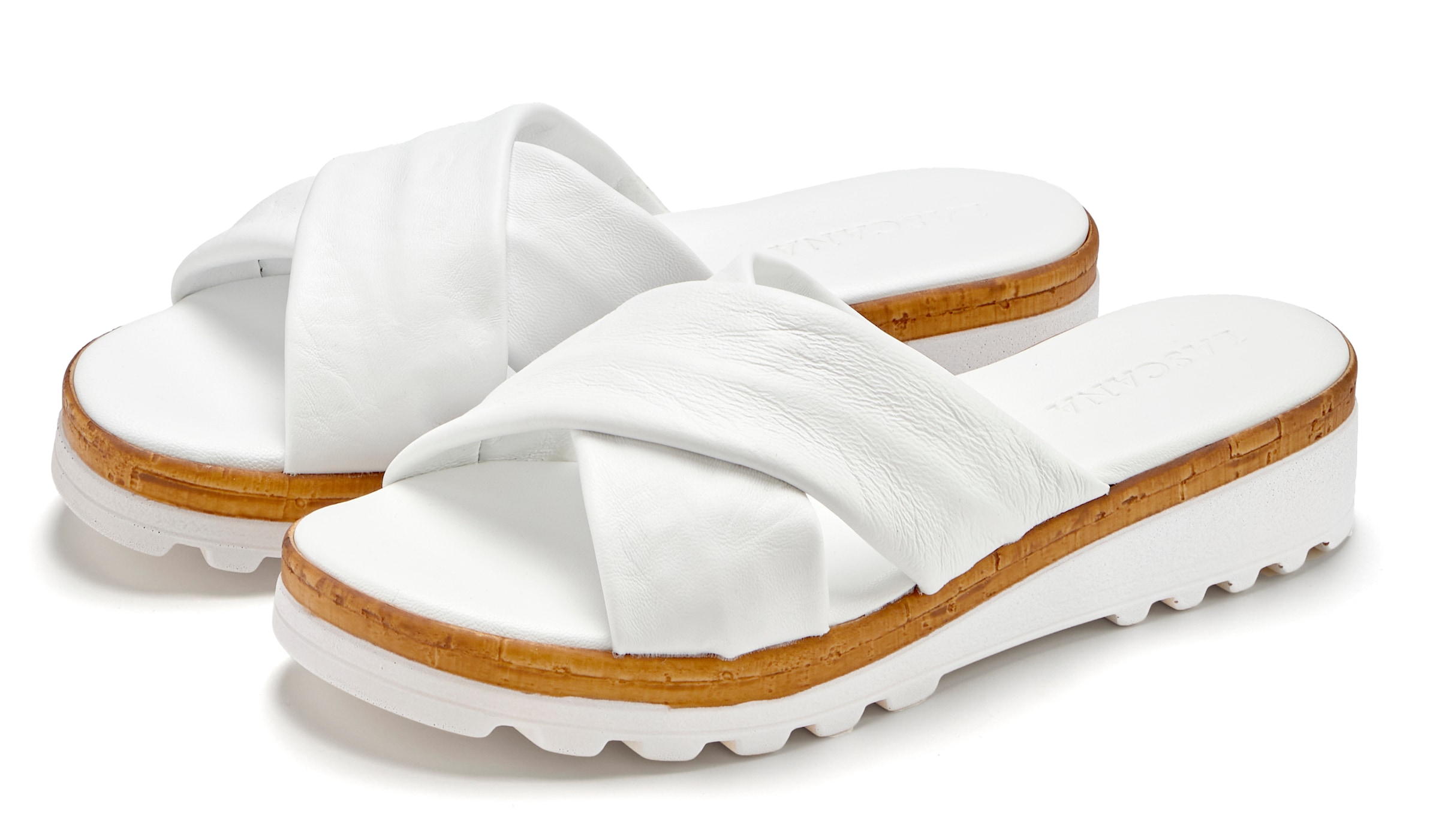 LASCANA Pantolette »Sandale, Sommerschuh, Mule, offener Schuh,«  NEU aus Leder mit dezentem Keilabsatz