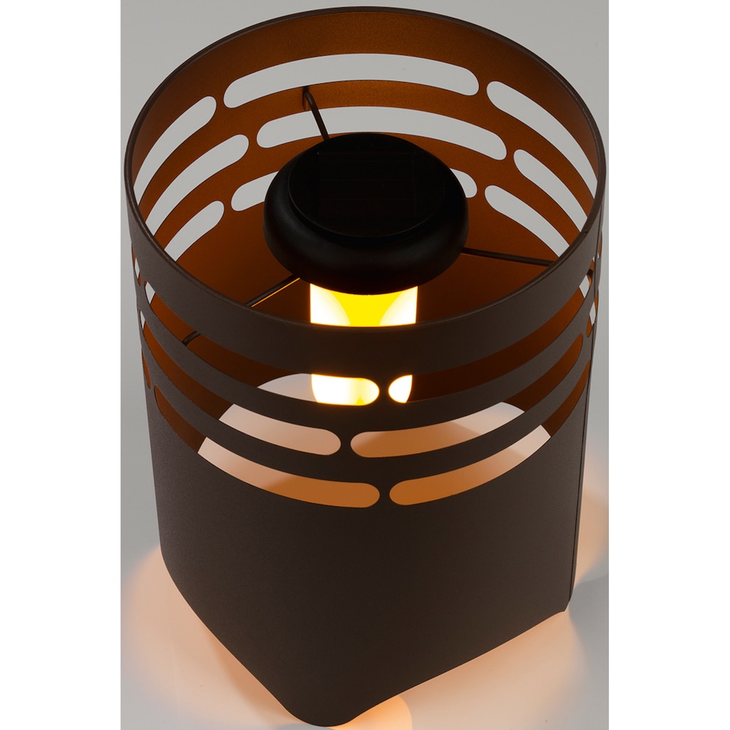 MAXXMEE LED Gartenleuchte »Solar-Feuerstelle«, LED-Modul, 1 St., Warmweiß, MAXXMEE, Flammeneffekt, Rost-Optik