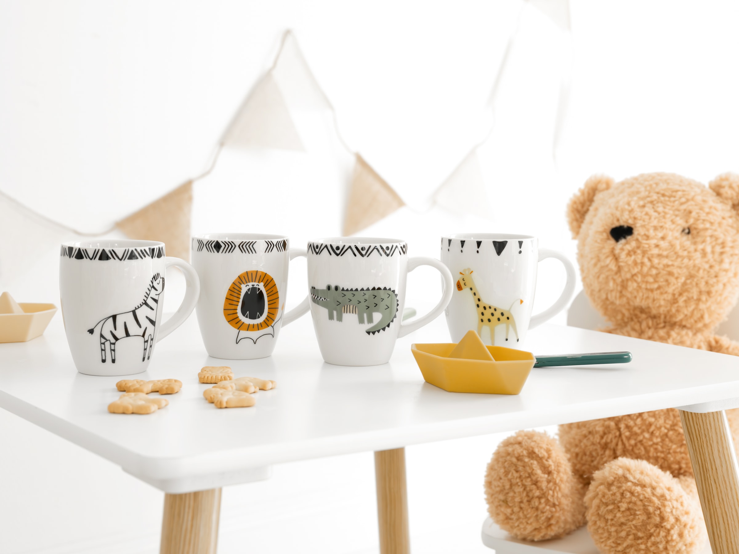 CreaTable Becher »Safari, Becher-Set 4-tlg.« Tiermotive, skandinavischer Stil, Ethno-Style Motive
