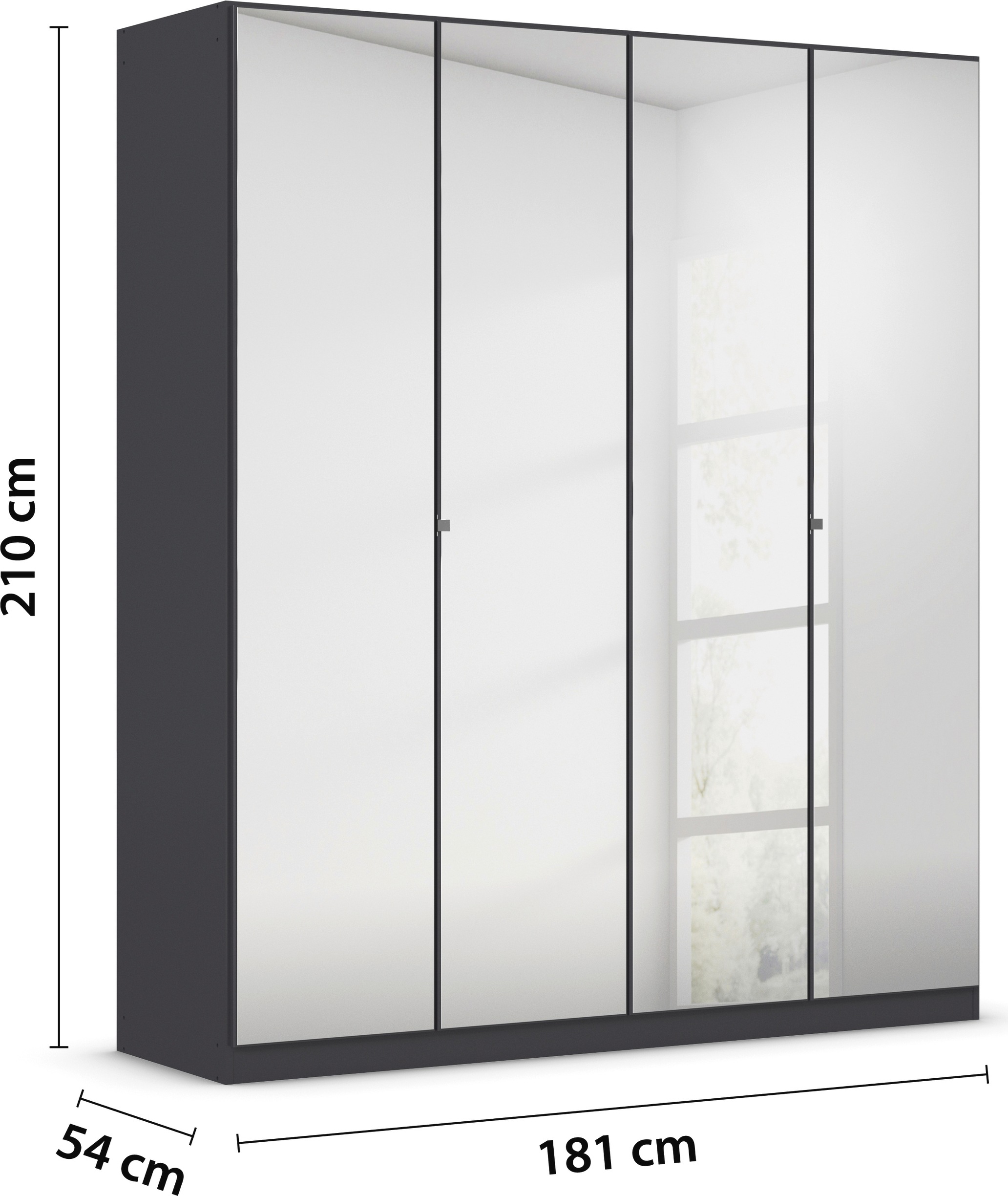 rauch Drehtürenschrank »Reflect«, mit Spiegelfront, inkl. praktischer Inneneinteilung und Stoffboxen-Set