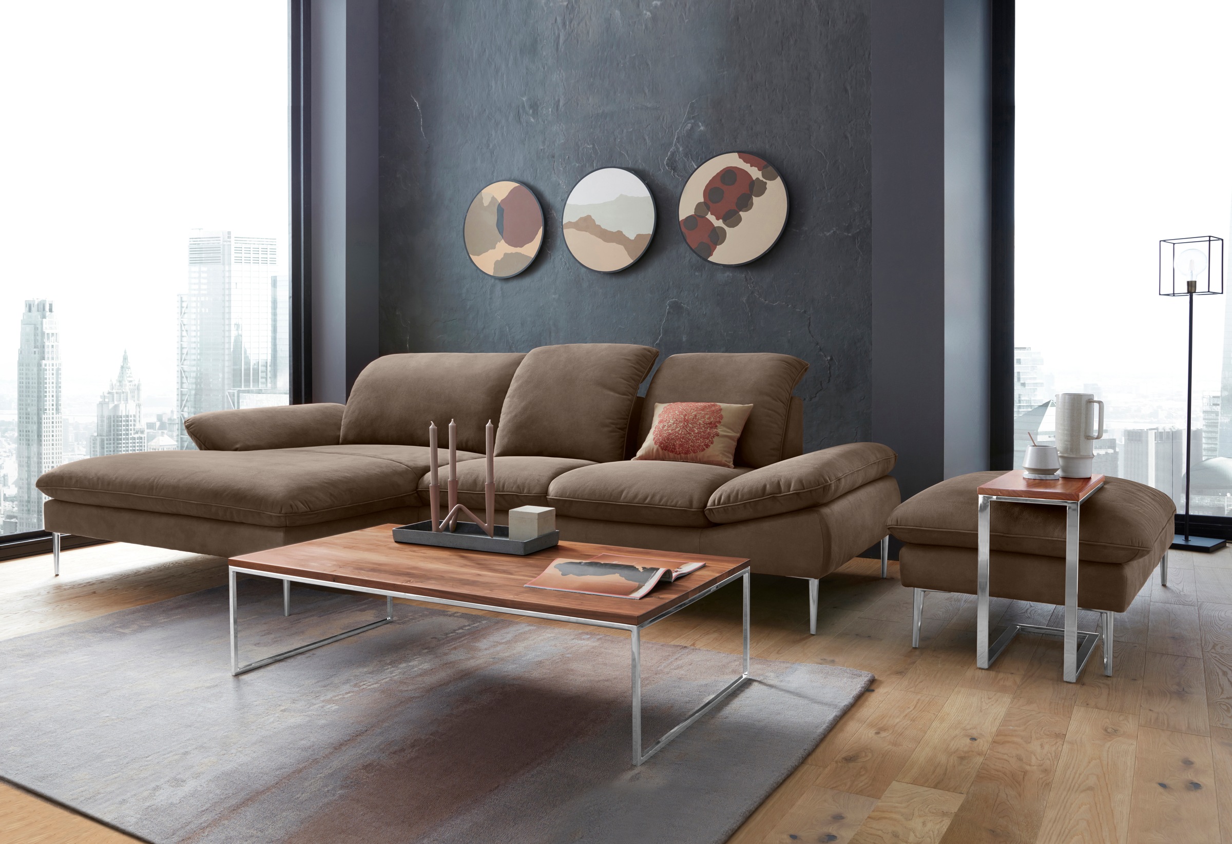 W.SCHILLIG Hocker »enjoy&MORE«, Füße Chrom glänzend, Breite 106 cm