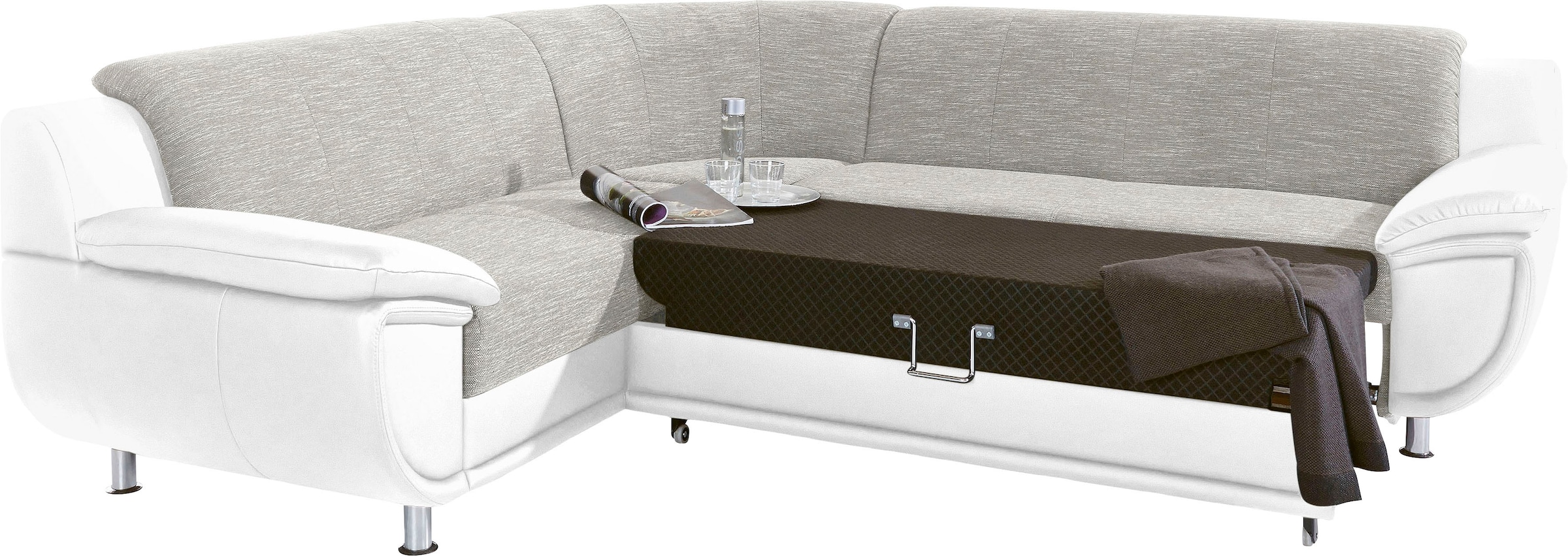 TRENDMANUFAKTUR Ecksofa »Rondo 3, zeitlos und modern, im Materialmix, L-Form«, wahlweise Federkern für hohen Sitzkomfort, wahlweise Bettfunktion