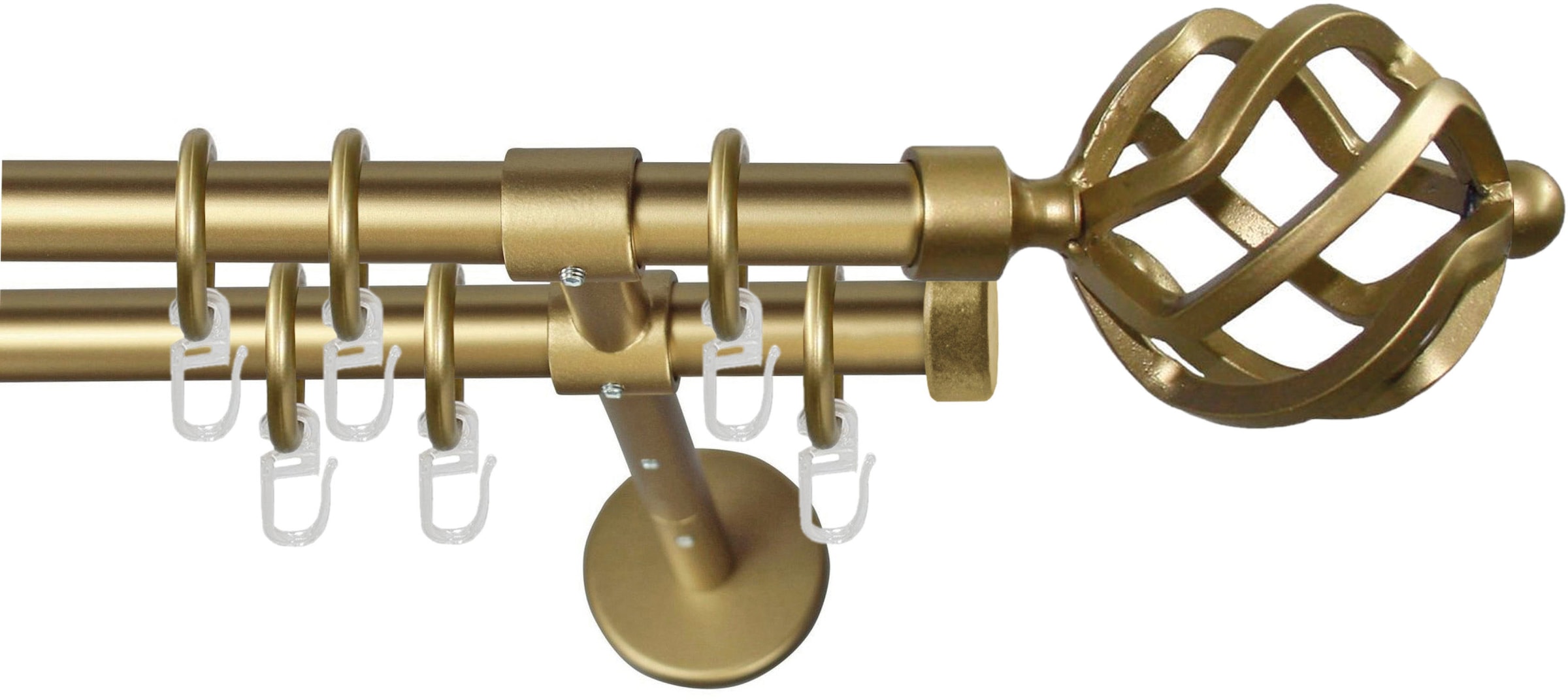 GARESA Gardinenstange »RUSTIKA«, 1 läufig-läufig, Vorhanggarnitur, verlängerbar, bestellen Wunschmaßlänge, bei OTTO Eisen, rustikale Endknopf Korb