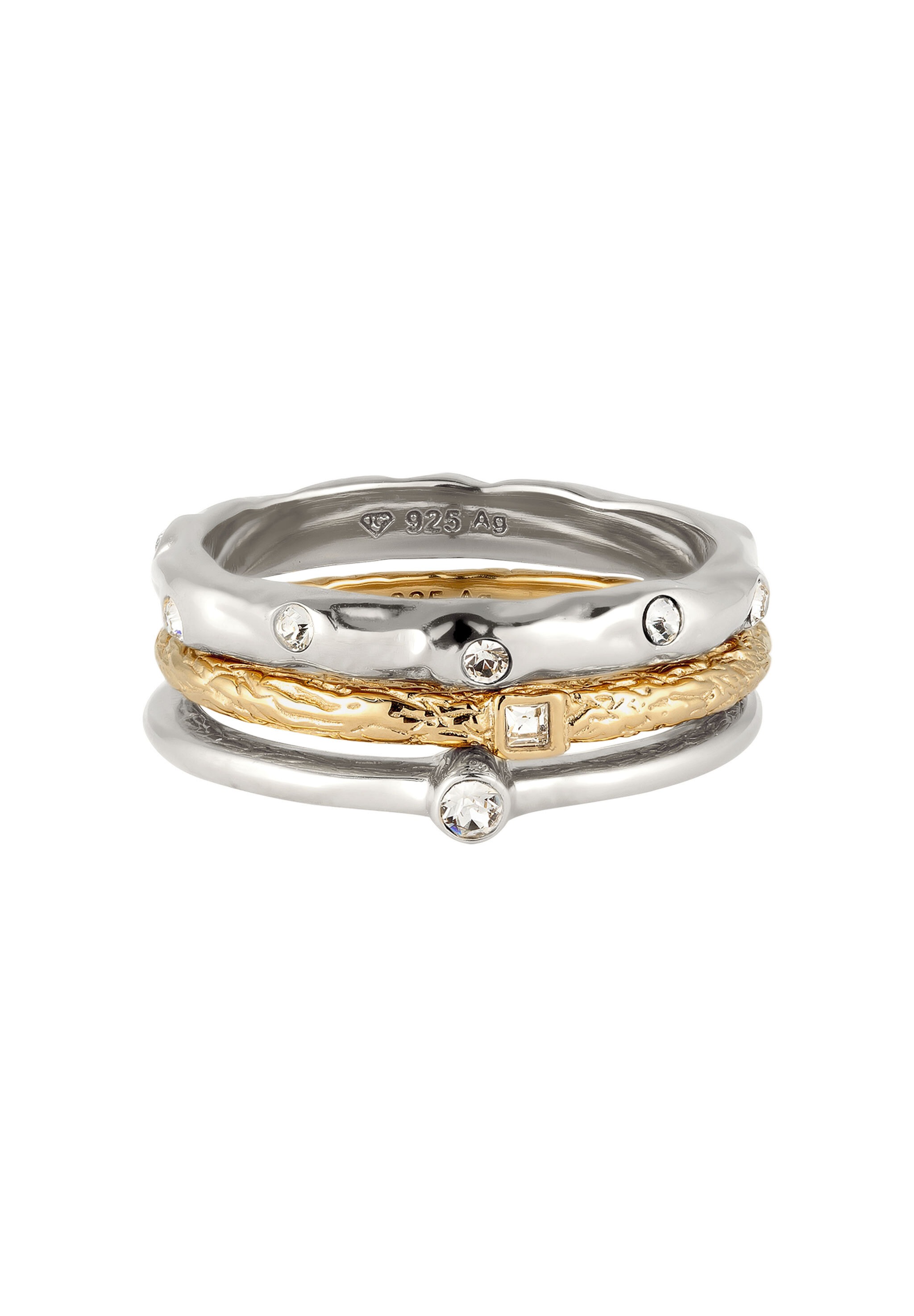 Elli Ring-Set »Ring Ringset Glas Kristalle Weiß (3 tlg.) 925 Sterling Silber«