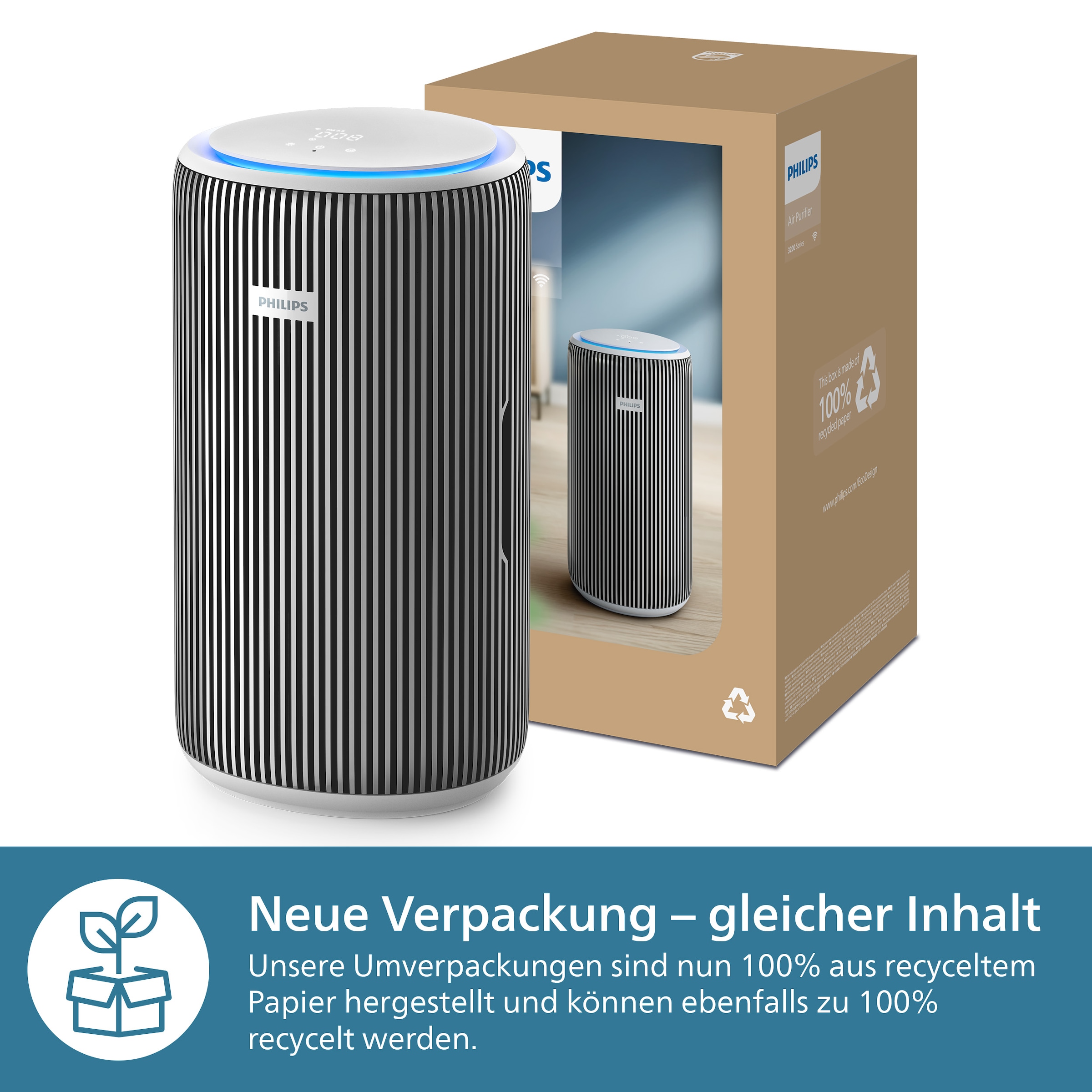 Philips Luftreiniger »AC3220/10 PureProtect 3200 Series, Luftreinigungsrate (CADR) 520 m³/h«, für 135 m² Räume, 3-Schichten-HEPA-Filtersystem, leise