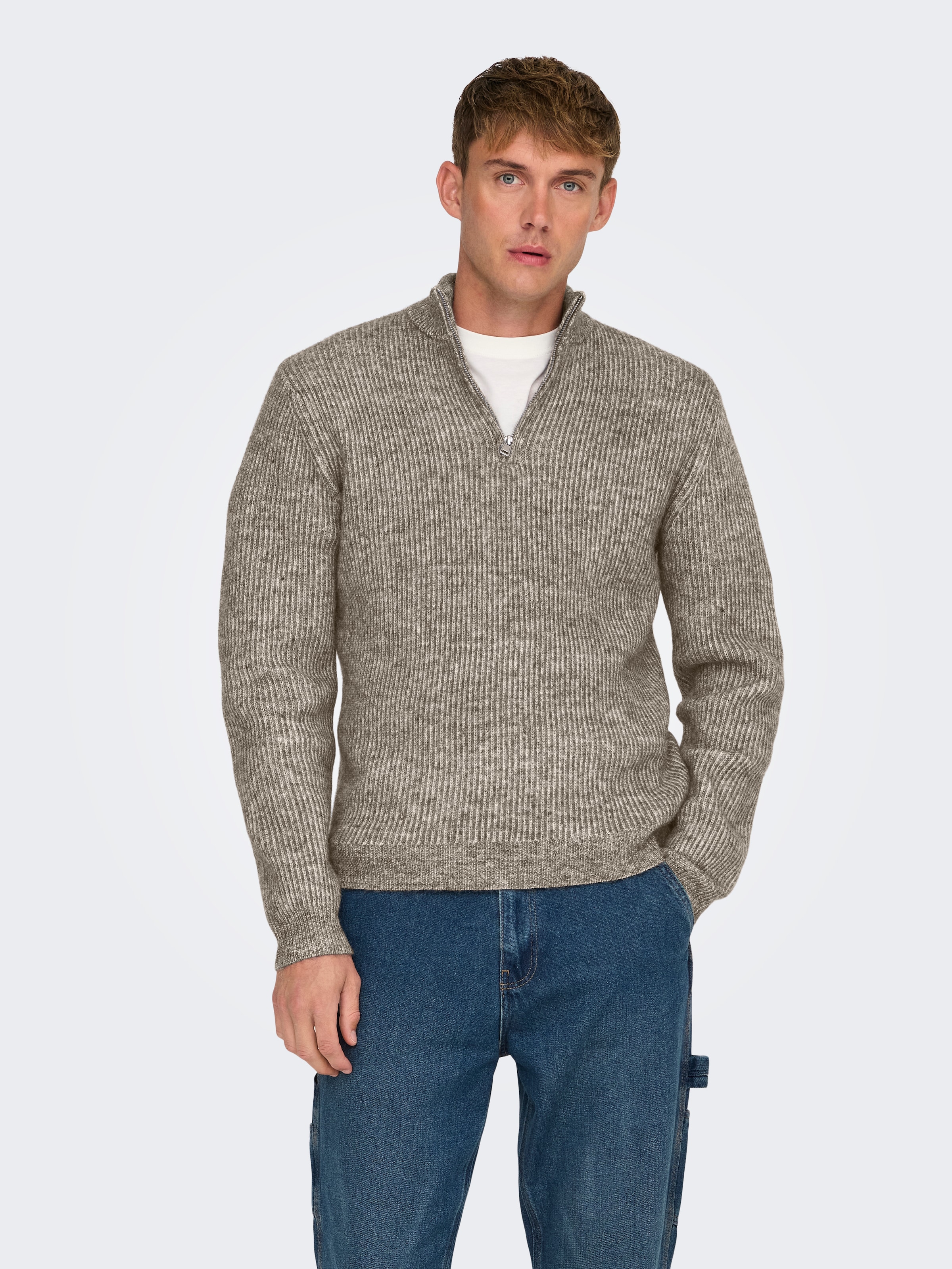 Troyer »ONSTEGAN REG 5 WOOL HALF ZIP KNIT BF«