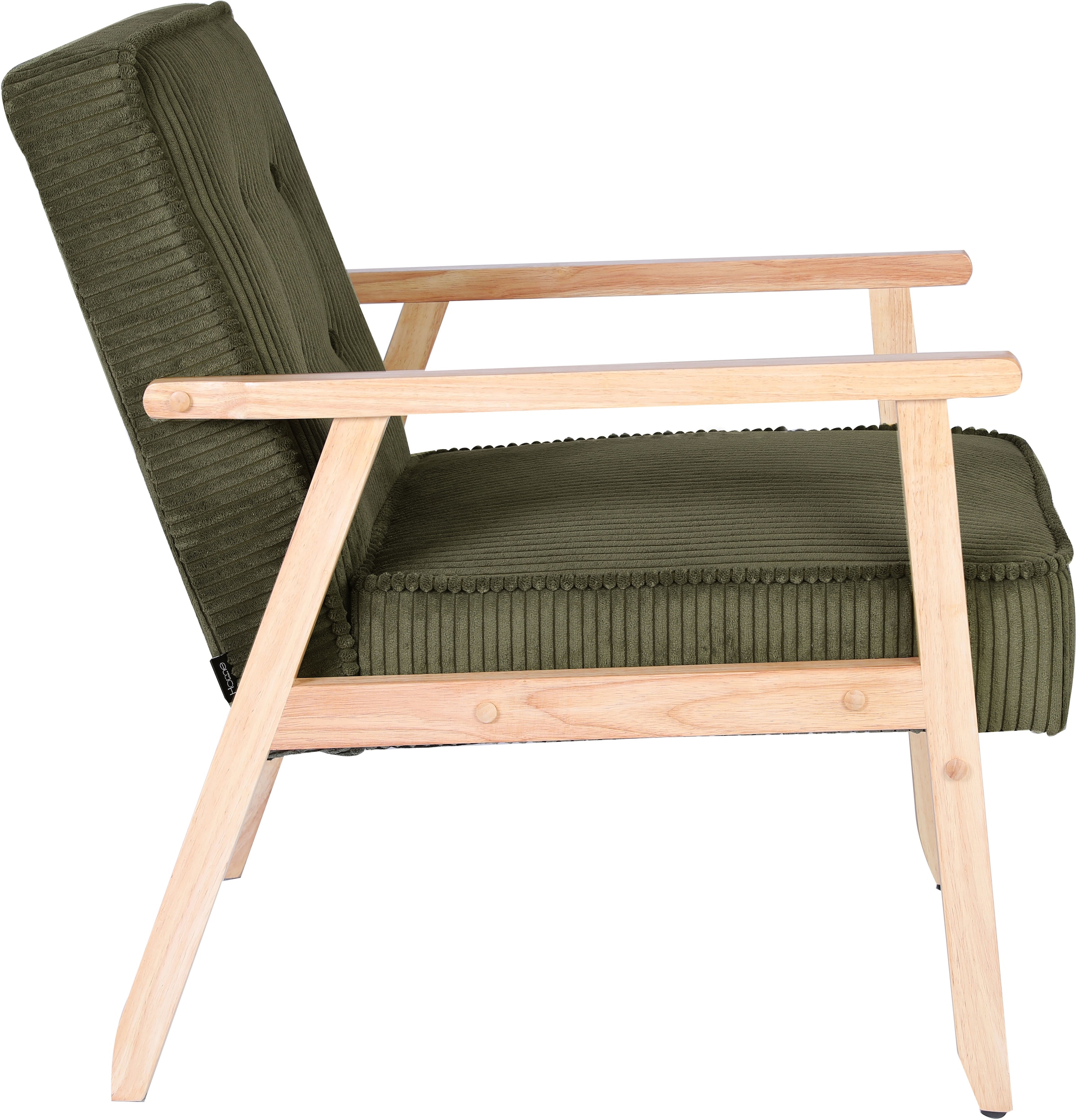 Home affaire Loungesessel »MENONRI mit Armlehnen aus Massivholz«, Relaxsessel, Lese-Sessel, Cocktailsessel in Cord und Webstoff
