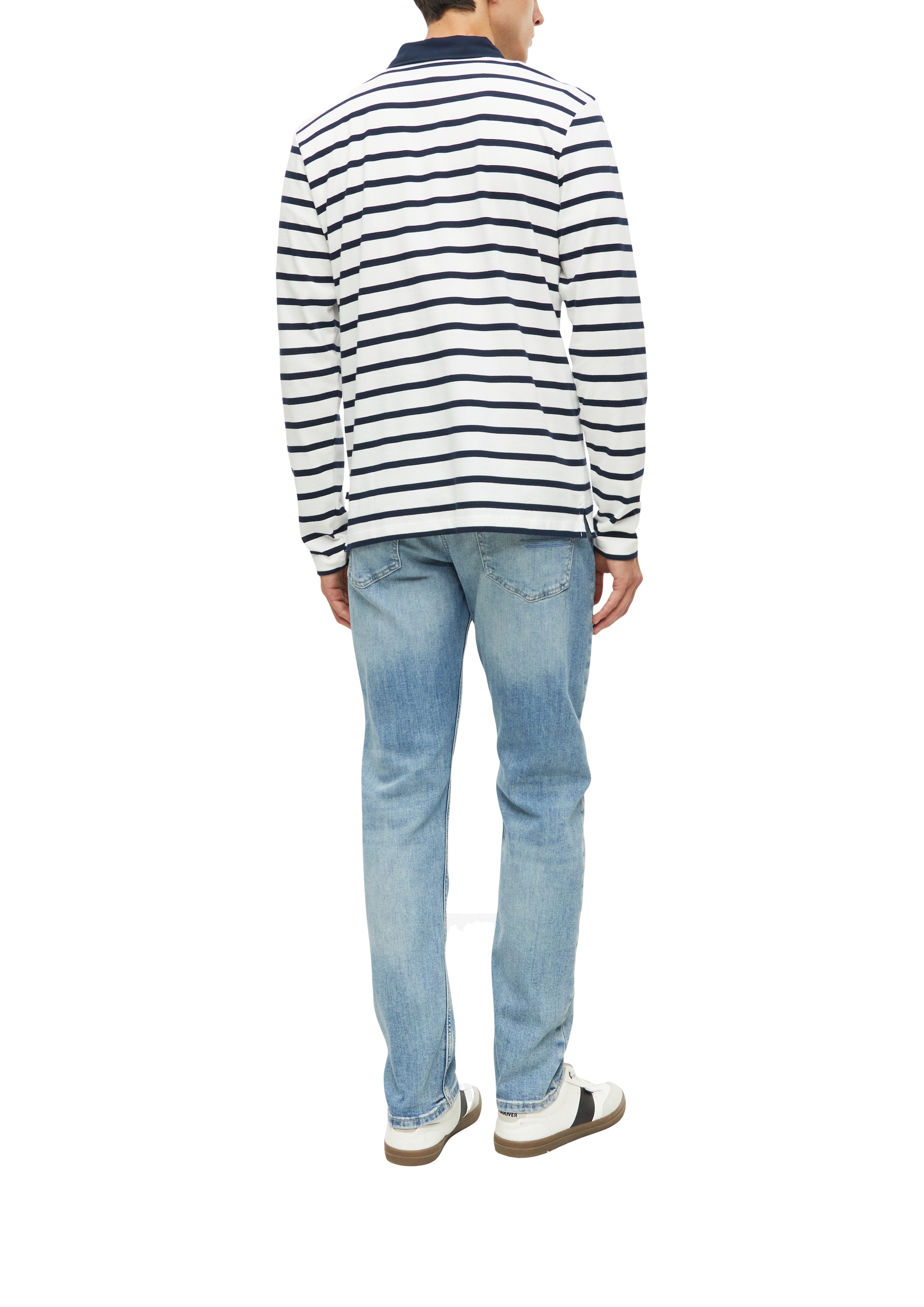 s.Oliver Langarm-Poloshirt im Streifen-Look / Baumwolle