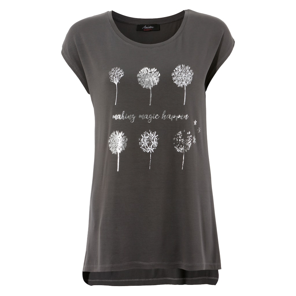 Aniston CASUAL T-Shirt, mit Frontdruck, teilweise glitzernder Folienprint