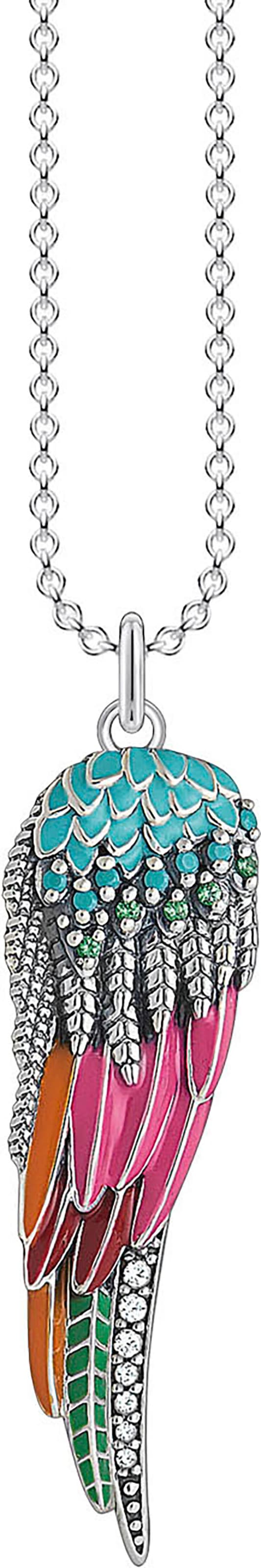 THOMAS SABO Kette mit Anhänger »Papagei Flügel, KE2007-845-7-L50V«, mit Glas-Keramik Stein, Zirkonia (synth.)